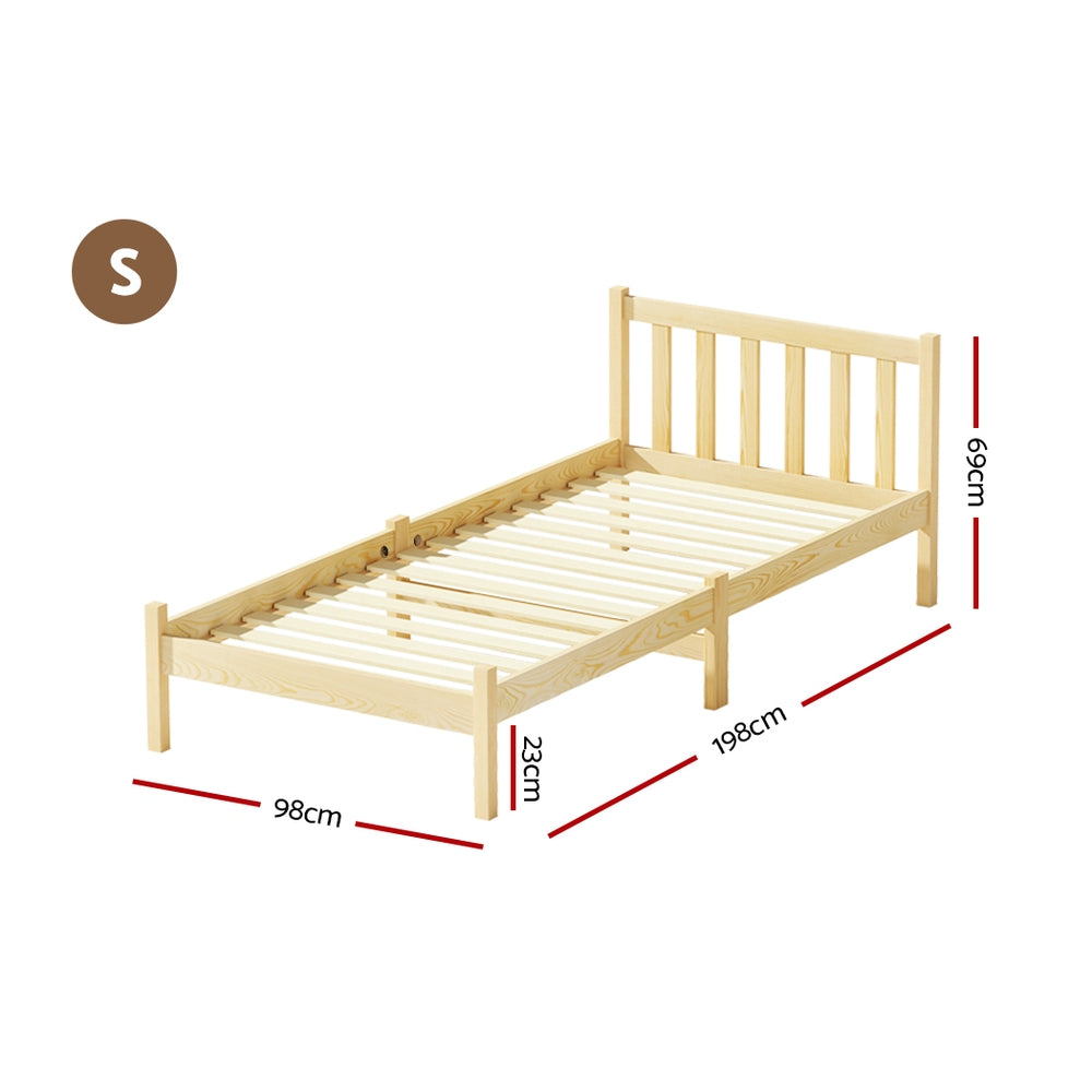 Bribie Solid Wood Single Bed Frame - Sturdy & Elegant Design for Kids, Teens & Guest Rooms | Perfect for Small Spaces & Cozy Bedrooms