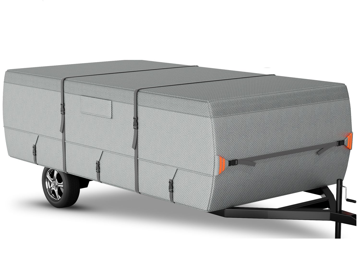 Tuszom 7-Layer Waterproof Pop Up Camper Cover - Heavy Duty RV Trailer Cover for Winter Snow Protection | Windproof with 5+2 Reinforced Straps | 10'-12' Folding Camping Cover (7-Layer Non-Woven Fabric) | Perfect for Outdoor Storage & Seasonal Vehicle Protection