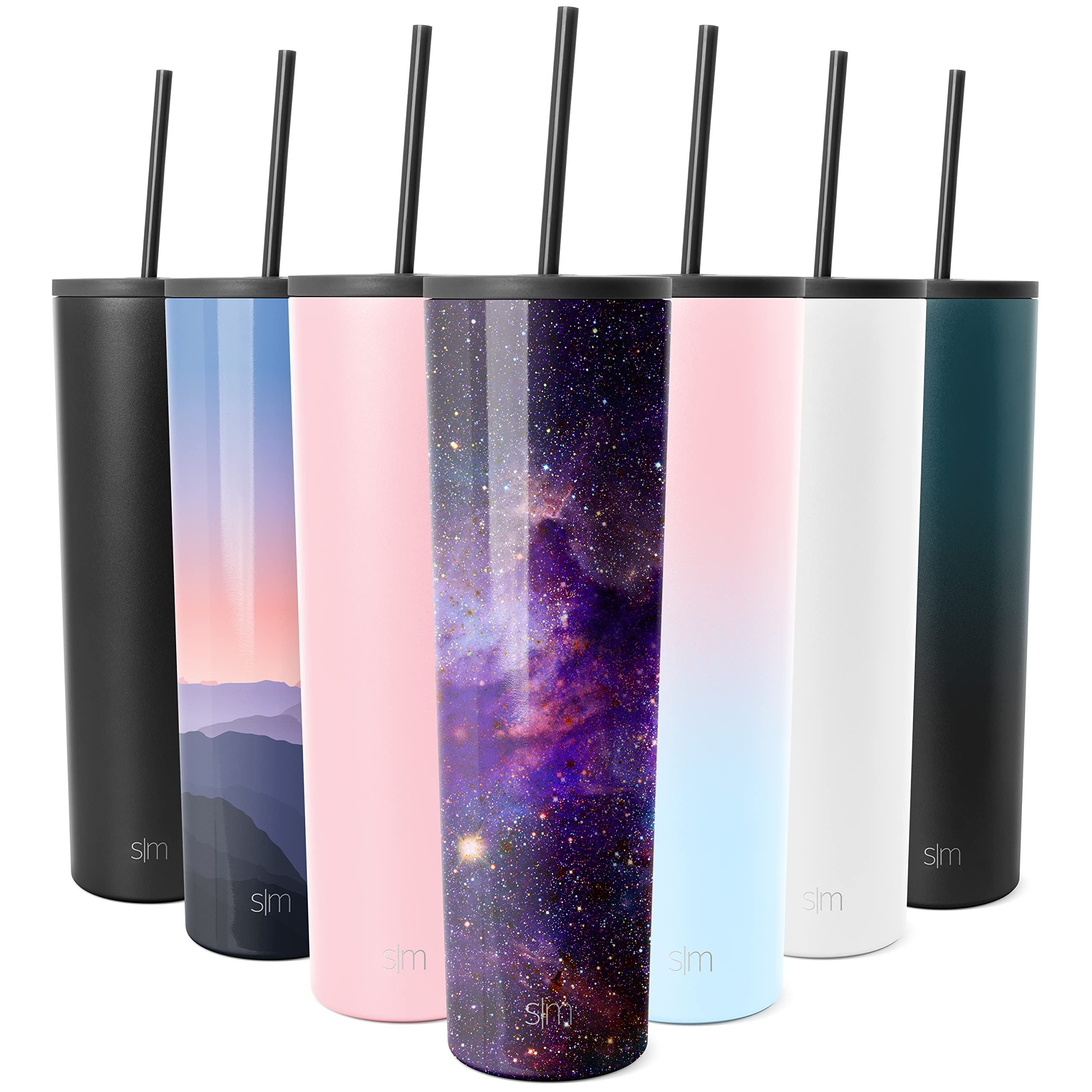 Simple Modern 32oz Insulated Stainless Steel Tumbler with Straw Lid & Flip Lid - Reusable Travel Mug for Cold Brew, Iced Coffee & Tea | Vacuum Insulated Keeps Drinks Cold 24 Hours | Perfect for Office, Gym, Hiking & Road Trips | Classic Collection in Nebula Color