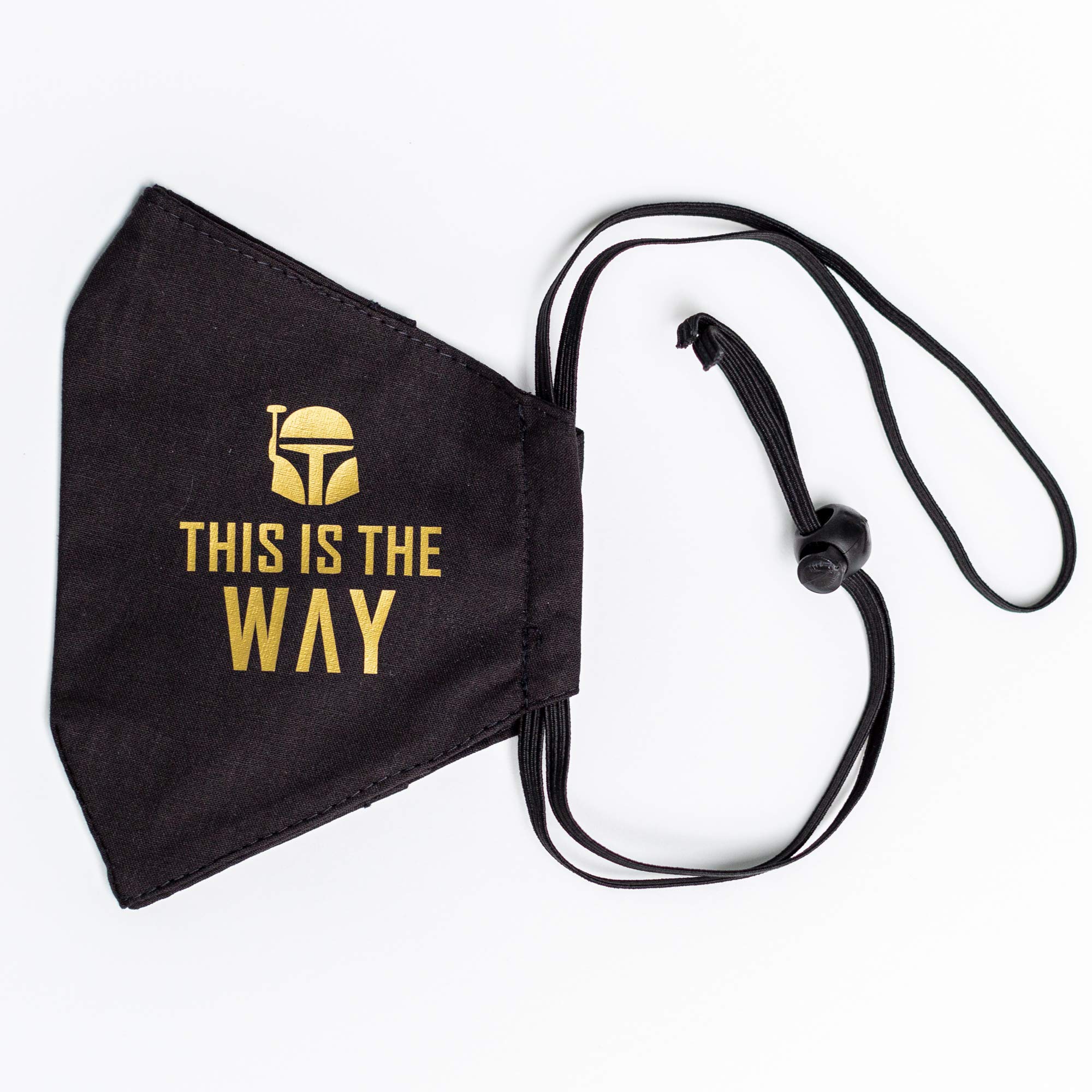Boom Lab This Is The Way 3-Layer Washable Face Mask with Filter Pocket - Adjustable Around-the-Head Style, Natural & Reusable (Gold, Small) - Perfect for Cosplay, Daily Protection & Fandom Events