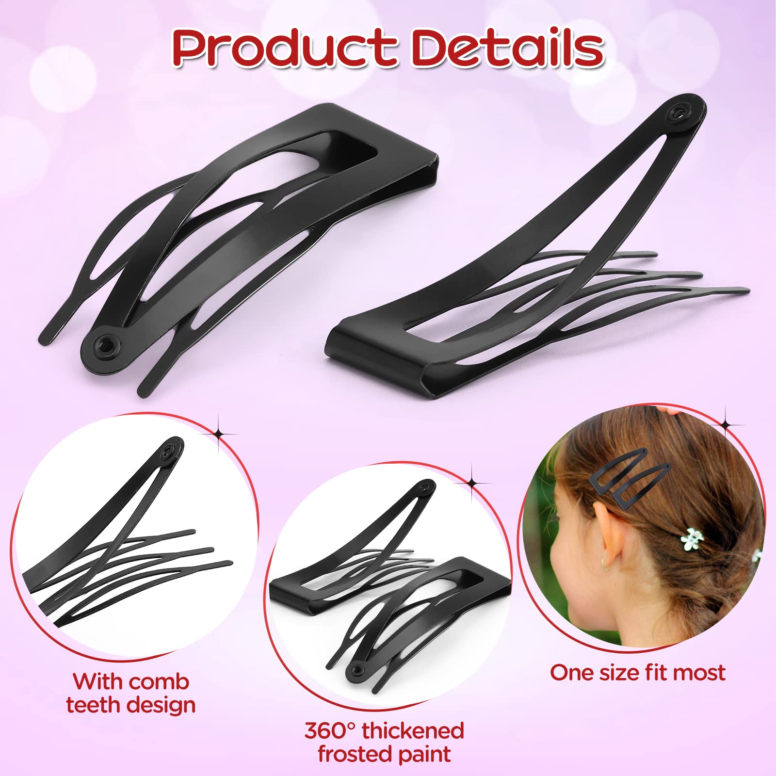 Greoer 20-Piece Metal Snap Hair Clips for Women & Girls - 1.87 Inch Double Grip Hair Barrettes with 3 Comb Teeth - Non-Slip Hair Accessories for Styling, Makeup, Bathing & Salon Use - Perfect for Hairdressing, Beauty Routines & Professional Salon Supplies