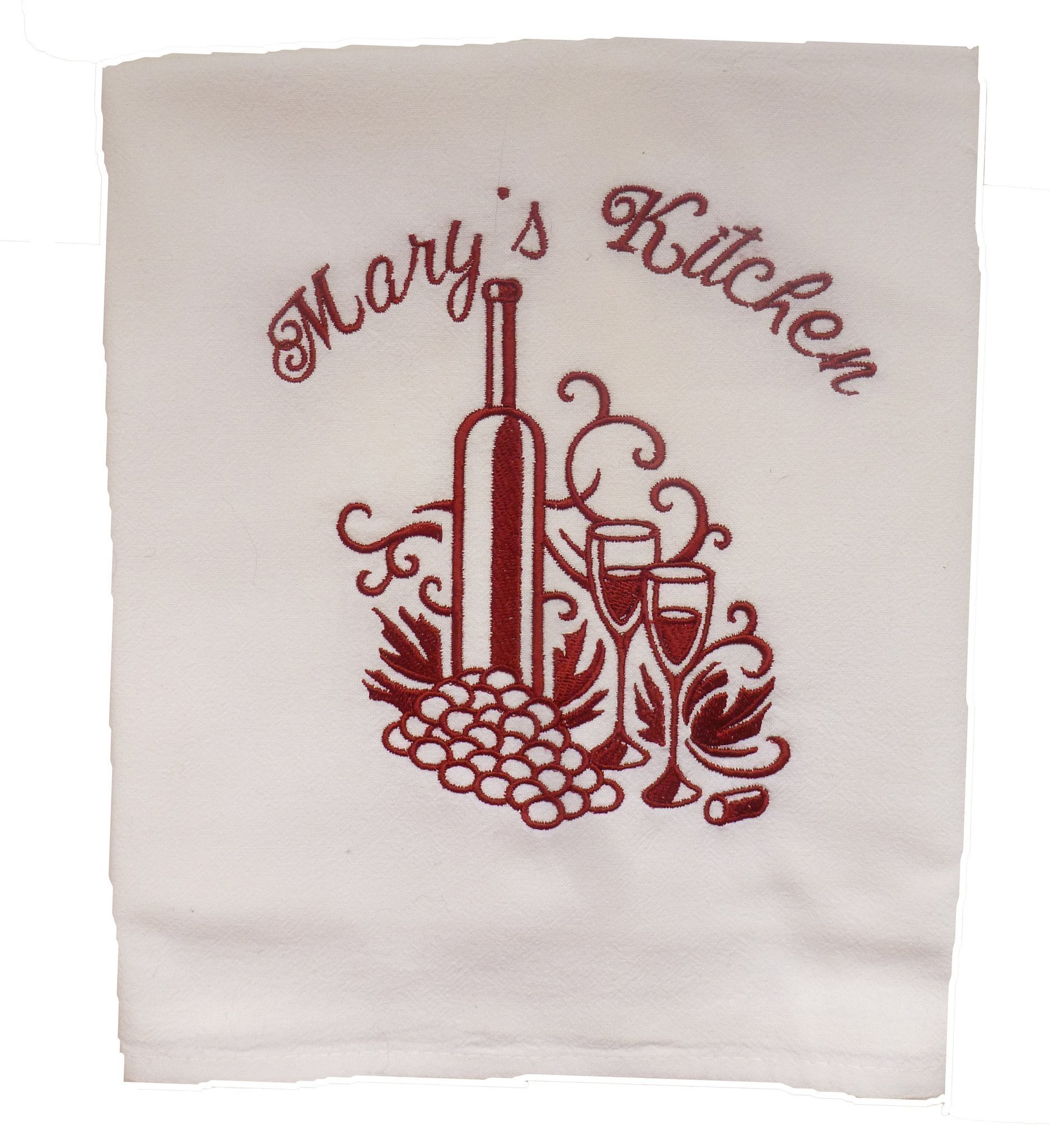Custom Embroidered Wine Themed Kitchen Towels - Personalized Flour Sack Dish Towels for Gifts, Bridal Showers & Farmhouse Decor - Perfect for Drying Dishes, Hostess Gifts & Rustic Kitchen Decor