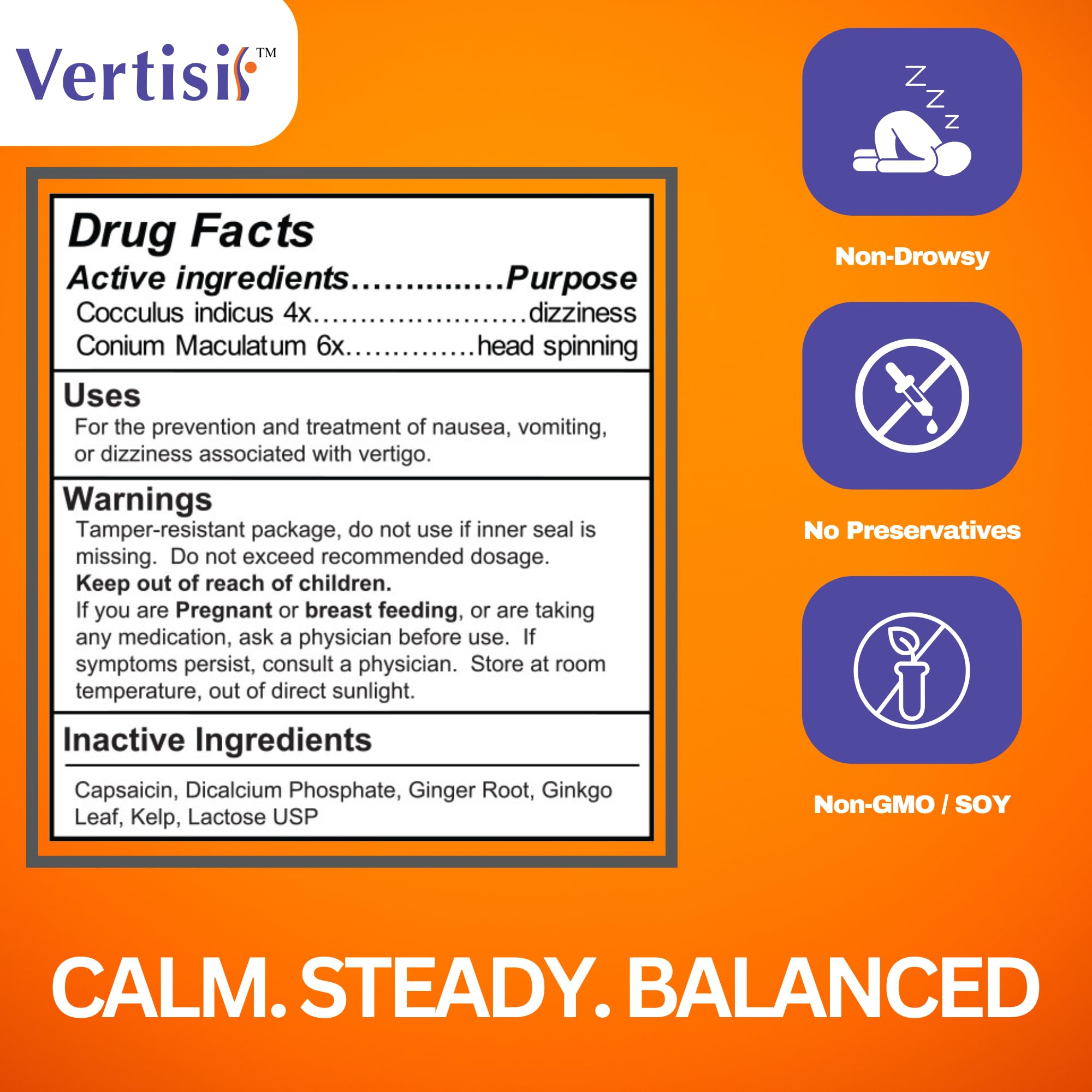 Vertisil Vertigo Relief Supplement - Fast-Acting Natural Dizziness Support (3 Bottles) - Perfect for Travel, Motion Sickness & Everyday Balance