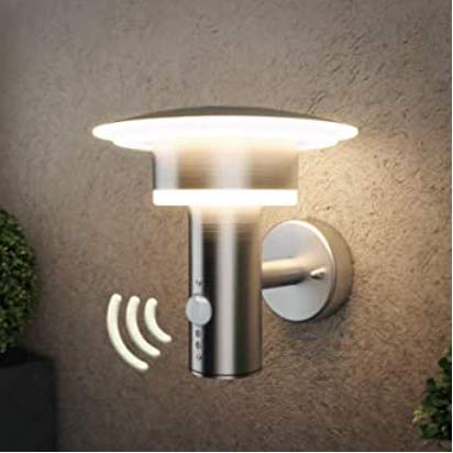 NBHANYUAN Outdoor Wall Light with Dusk to Dawn Sensor - 1000LM LED Exterior Light Fixture, IP44 Weatherproof Stainless Steel, 3000K Warm White (Energy Class A+) - Perfect for Front Door, Porch, Garage & Garden Lighting