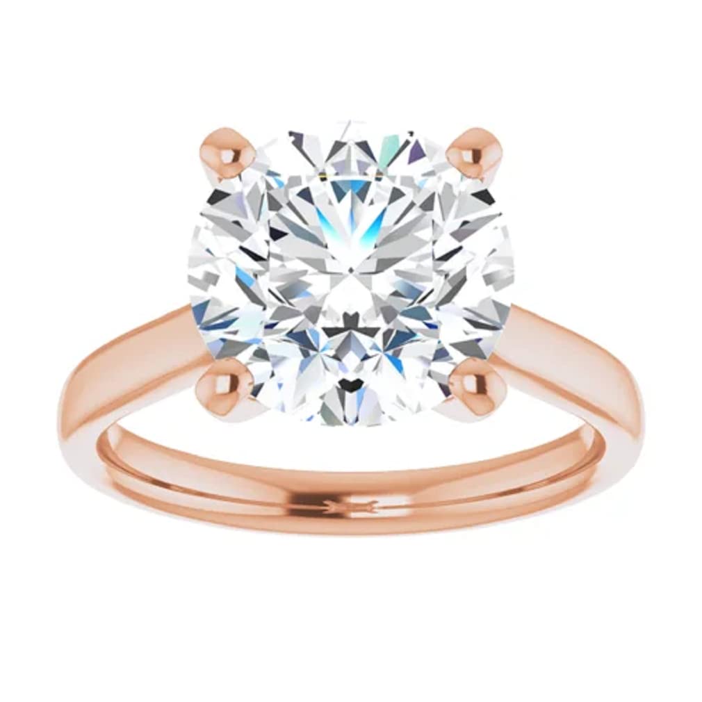 10K Solid Rose Gold Handmade Engagement Ring - 2.0 CT Round Cut Moissanite Diamond Solitaire Wedding Band for Women | Proposal, Anniversary, Valentine's Day Gift for Her