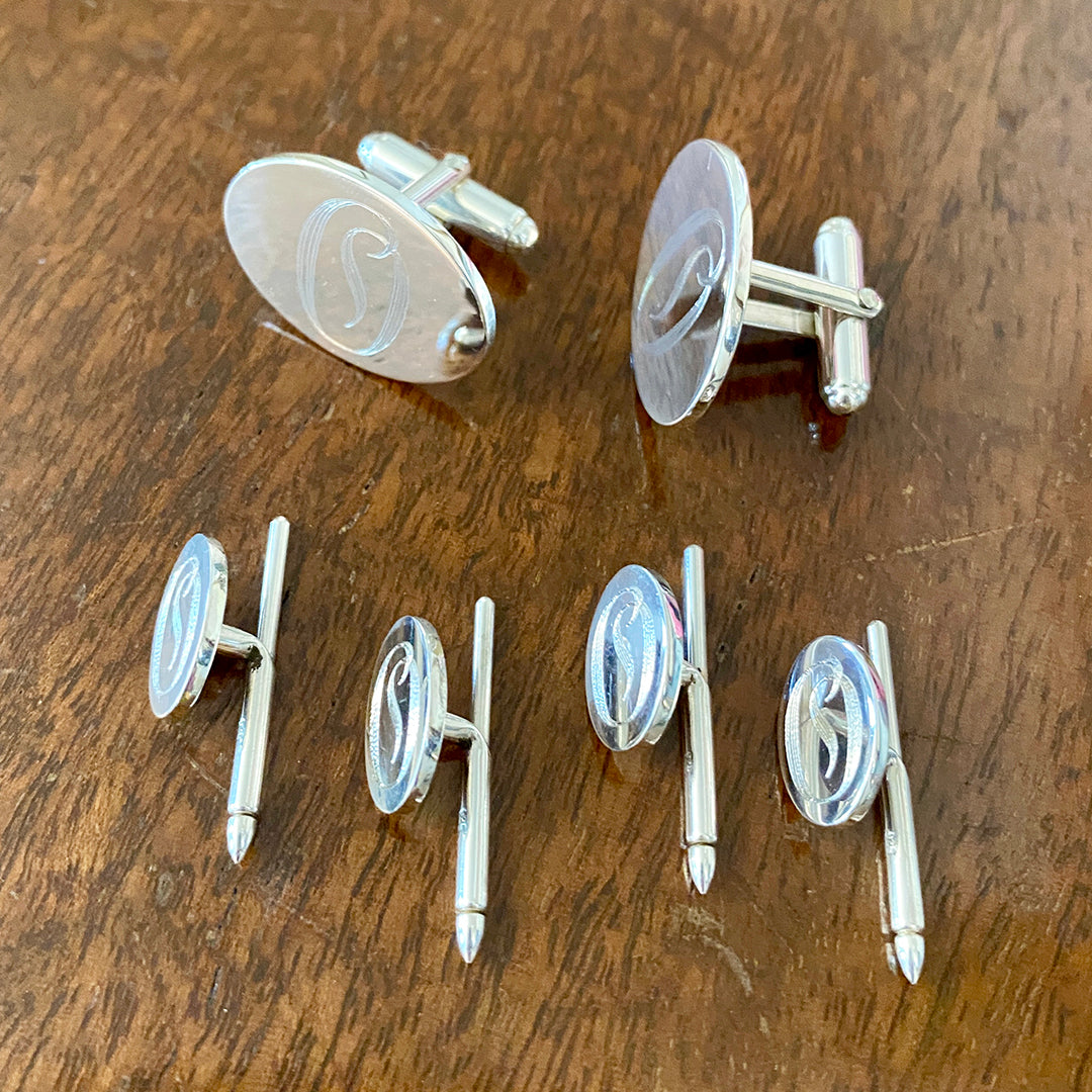 Sterling Silver Large Plain Oval Cufflinks for Men - Elegant Dress Shirt Accessories for Weddings, Business & Formal Events
