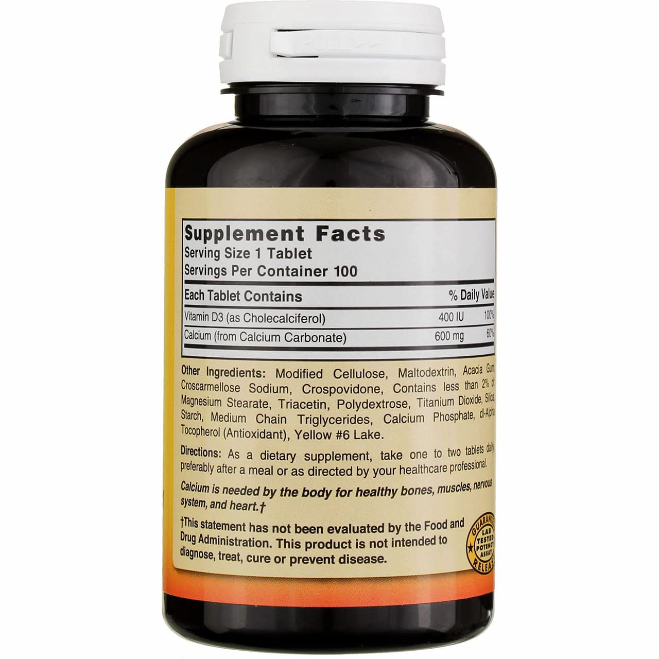 Nature's Blend Calcium Carbonate with Vitamin D3 Supplement - 600 Tablets (6 Packs) for Strong Bones & Teeth Support - Ideal for Adults & Seniors Daily Health Routine