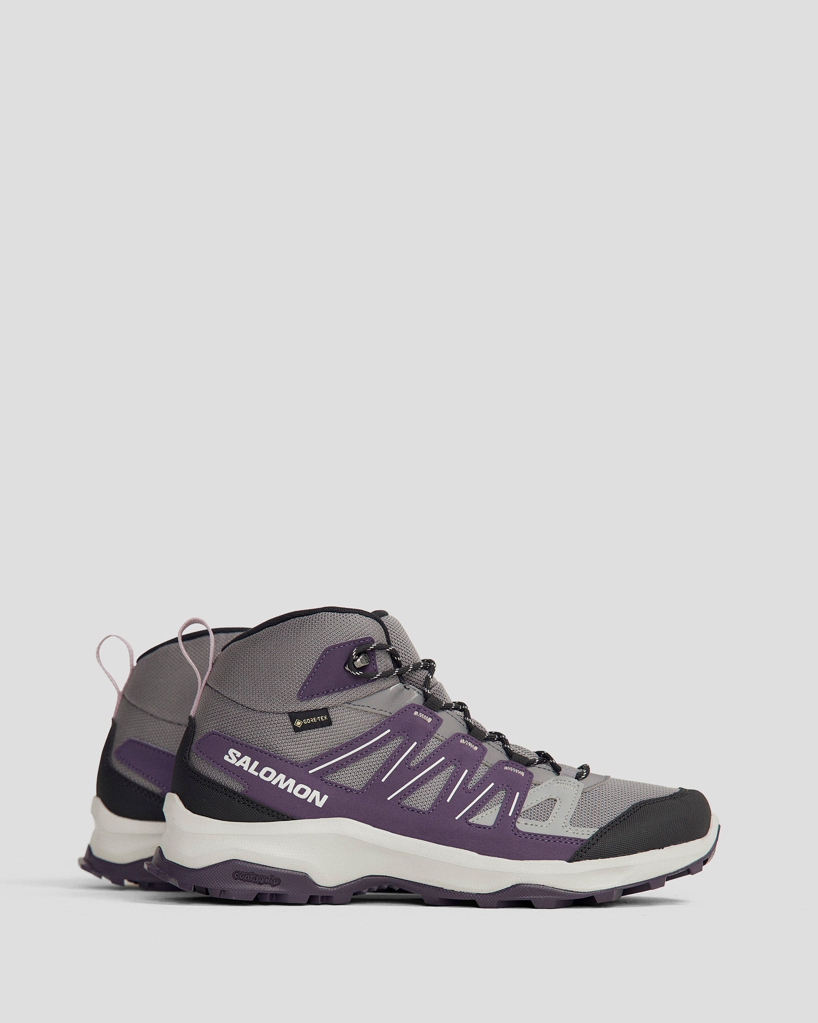 Women's Salomon Grivola Mid Waterproof Hiking Boots - Lightweight & Durable for Outdoor Adventures (Qush/Night/Quail) - Perfect for Trail Hiking, Camping & Mountain Climbing
