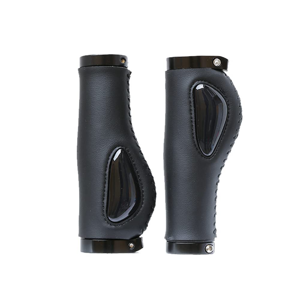 1 Pair Ergonomic Non-Slip Bike Grips - Microfiber Leather Handlebar Grips with Aluminum Lock for Mountain & Road Bikes (Black) | Perfect for Long Rides & Commuting