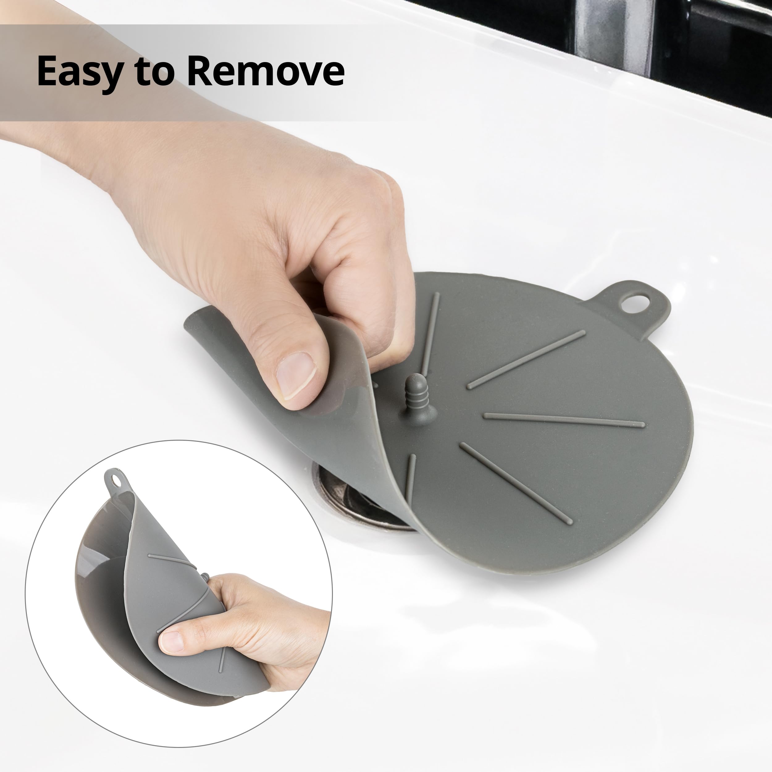 Universal Silicone Sink Stopper with Strong Suction - 6 Inch Leakproof Drain Plug for Kitchen, Bathroom & Bathtub - BPA-Free, Reusable, Durable - Clay Gray - Perfect for Washing Dishes, Hair Washing & Baby Bathing