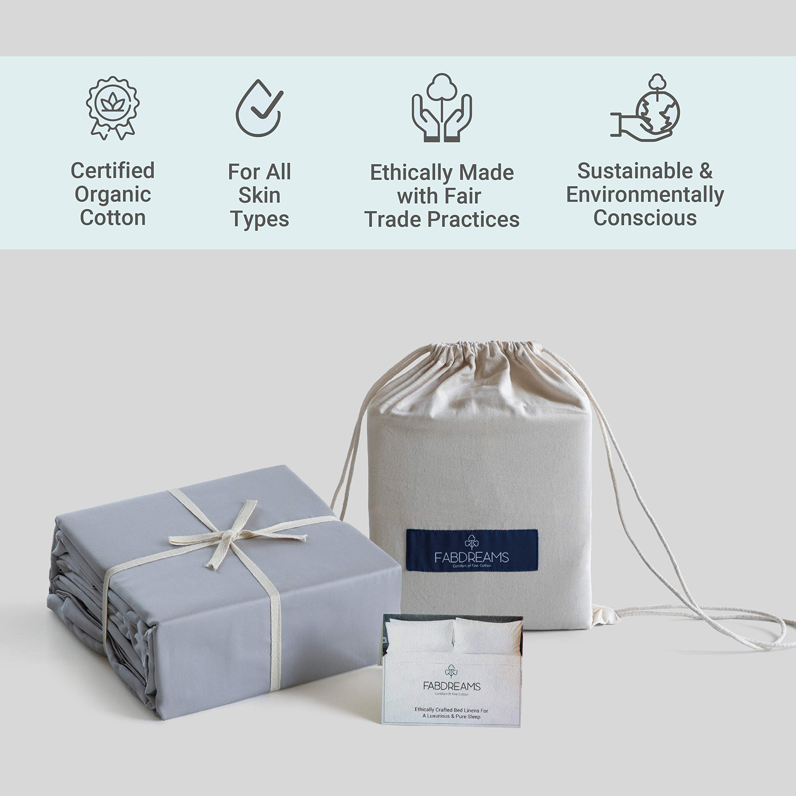 FABDREAMS 100% Organic Cotton Full Sheet Set - 400 Thread Count Luxury Hotel Collection | GOTS Certified Premium Long Staple Cotton | Deep Pocket 17