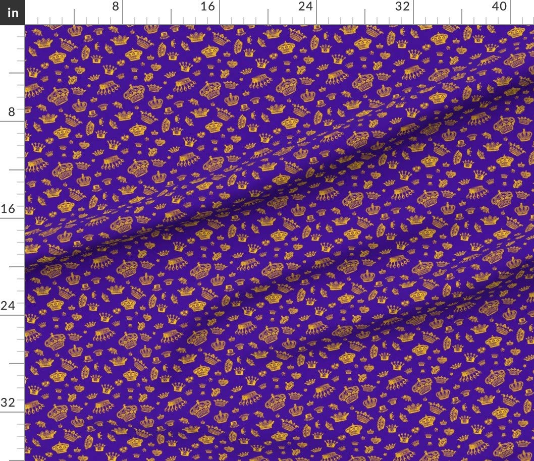 Royal Crowns Golden Yellow Purple Gold Mardi Gras Printed Cotton Fabric - Premium Petal Signature Cotton Fat Quarter for Sewing, Quilting, Apparel & Home Decor | Perfect for Costumes, Throws & DIY Crafts