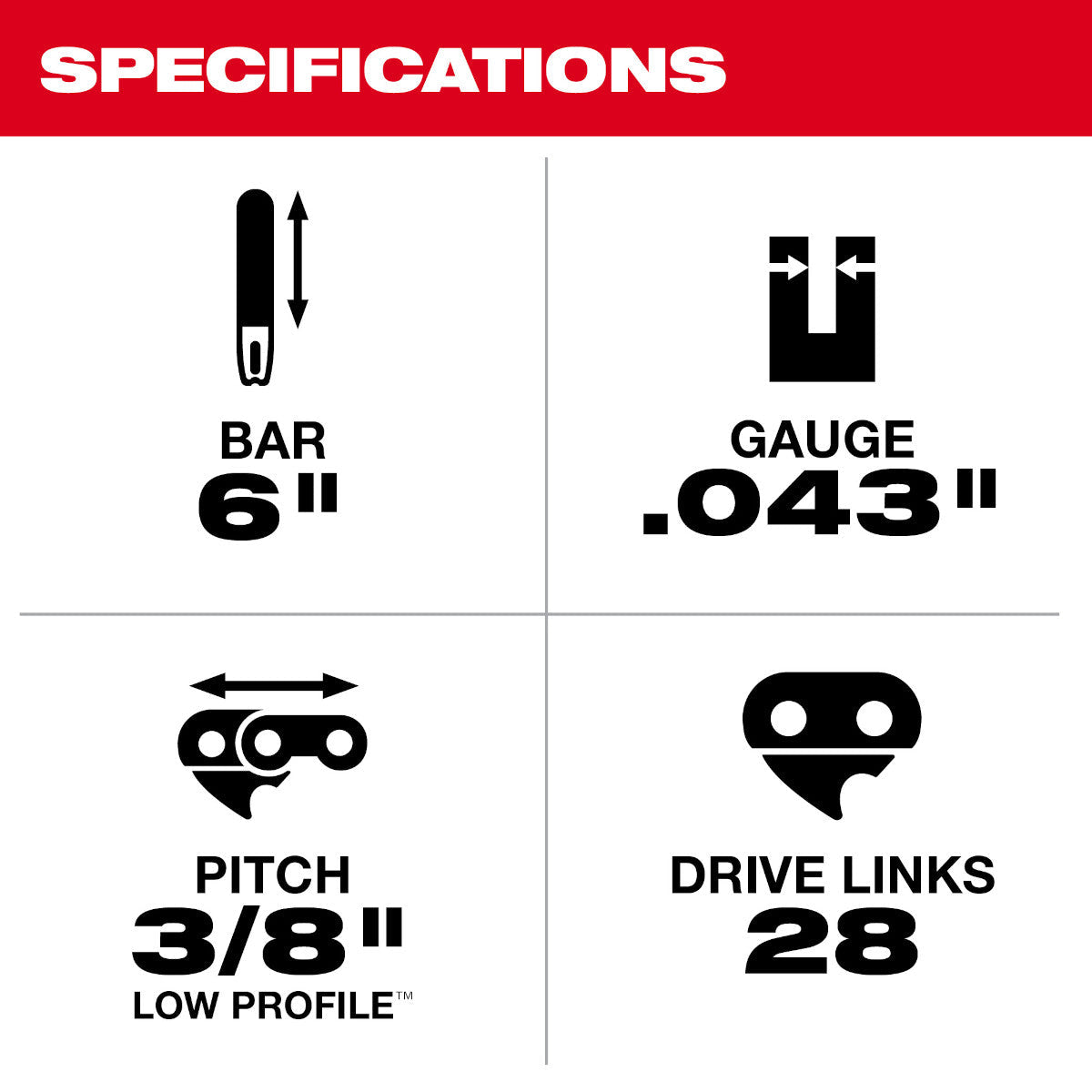 Milwaukee 49-16-2733 6-Inch Guide Bar - Compatible with Chainsaws for Wood Cutting, Pruning & DIY Projects