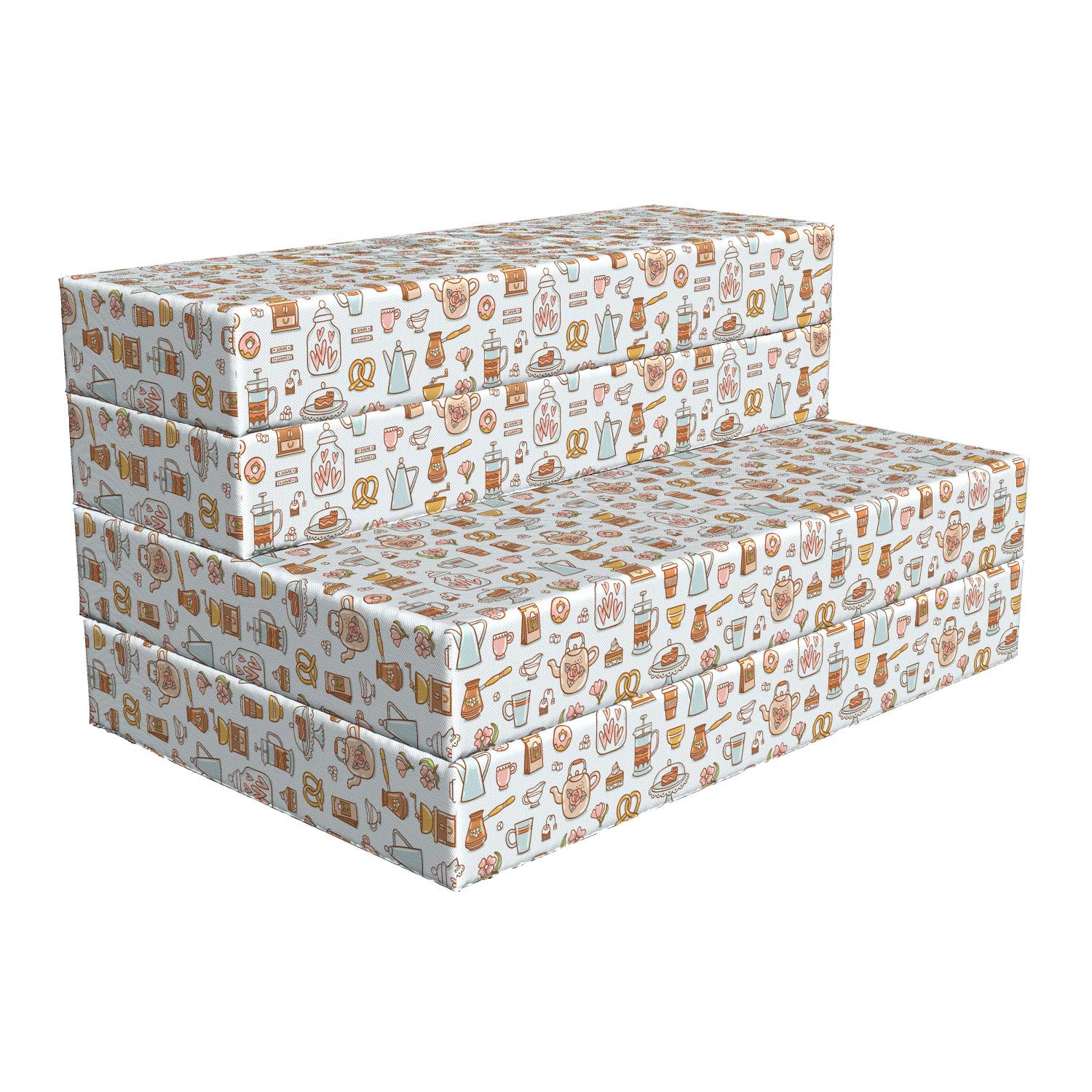 Ambesonne Tea Party Foldable Mattress - Scattered Coffee Mocha Print - 74.8