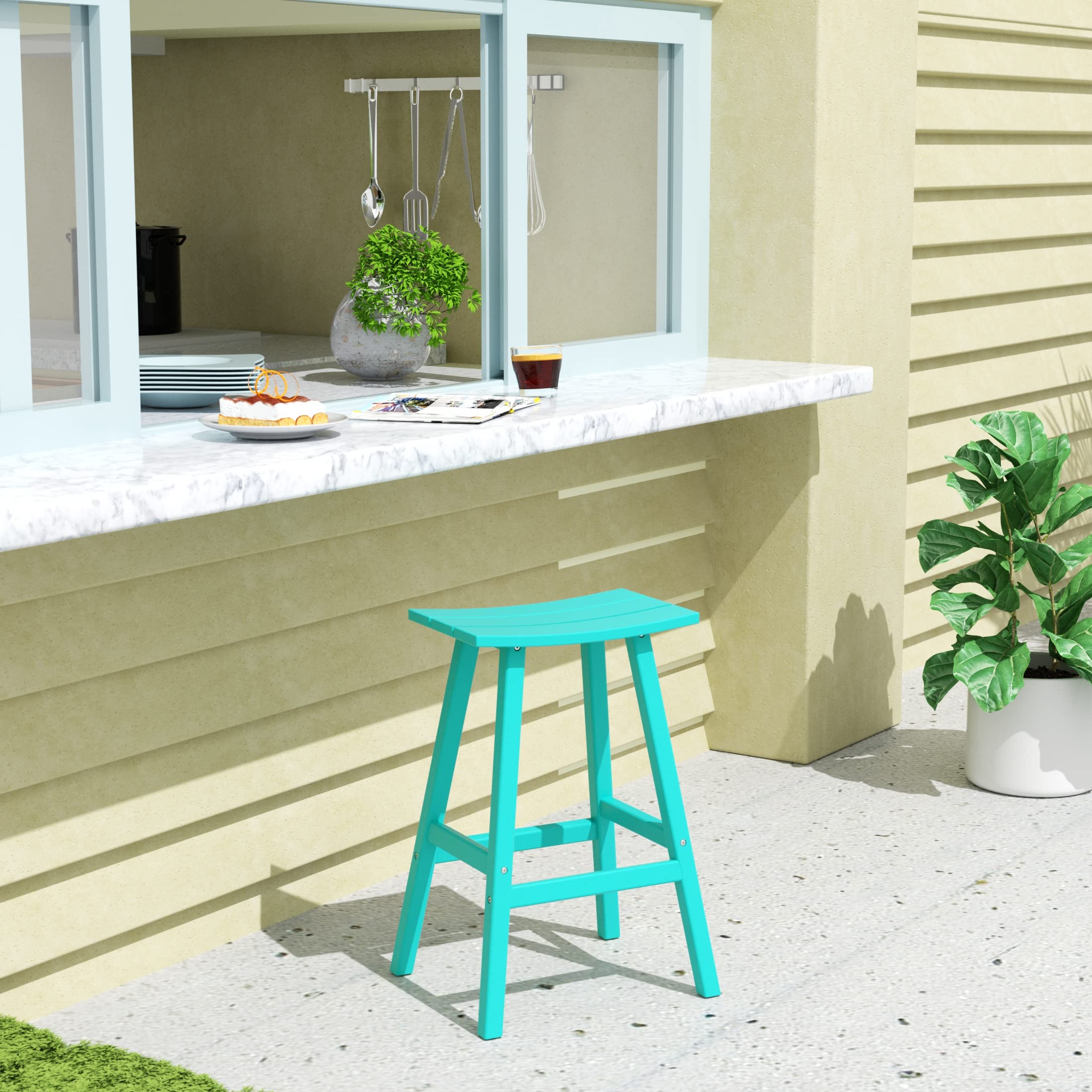 WestinTrends Malibu 2-Piece 29-Inch Outdoor Bar Stools Set, Turquoise - Perfect for Patio, Poolside & Backyard Entertaining