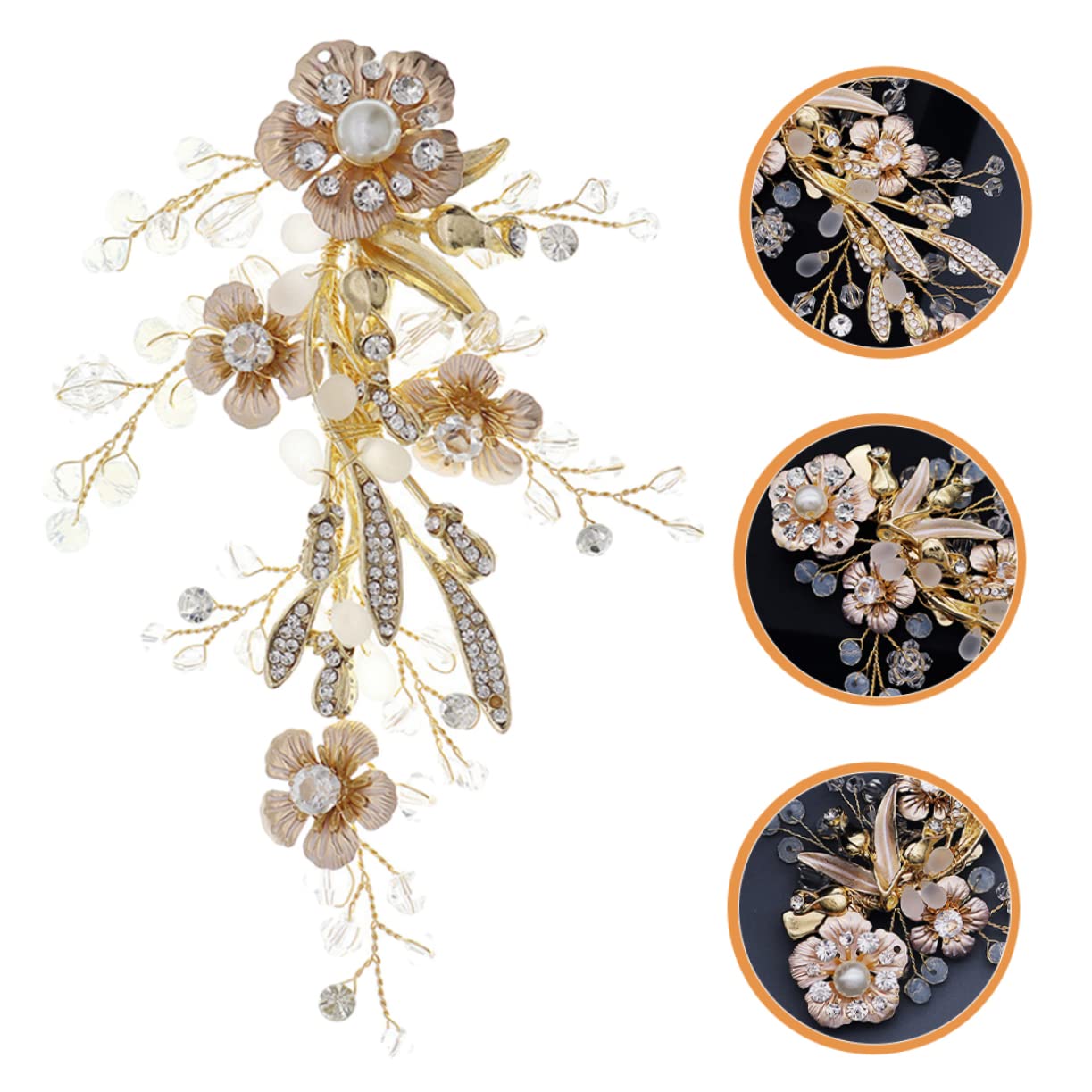 Minkissy Pearl Flower Bridal Hair Pins - Rhinestone Hair Clip for Wedding & Parties