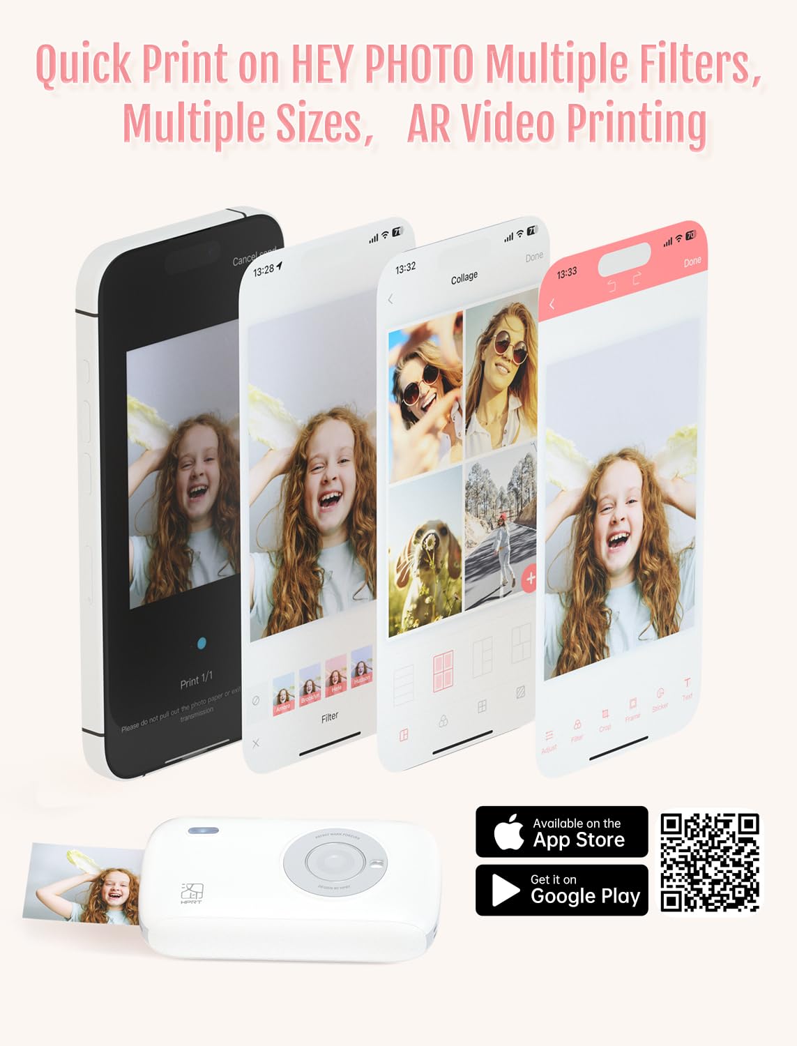 HPRT Wireless Bluetooth Photo Printer for iPhone & Smartphone - 2x3