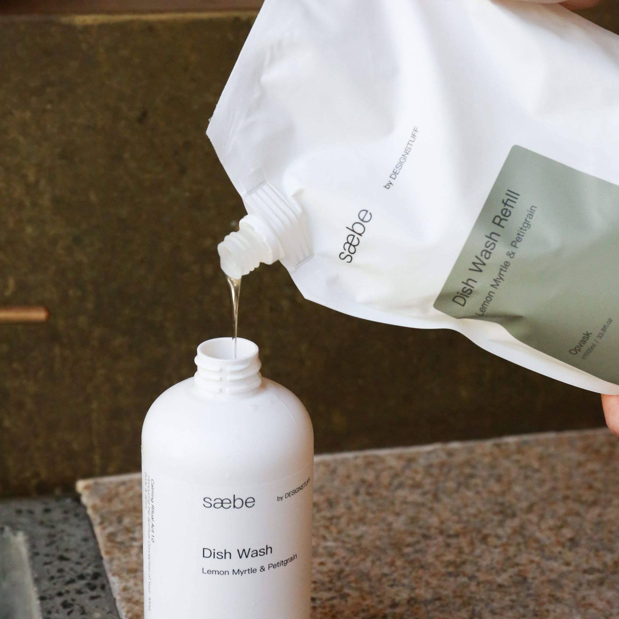 DESIGNSTUFF Saebe Dish Wash Refill - Lemon Myrtle & Petitgrain Scent, 1L Eco-Friendly Liquid Soap | Perfect for Kitchen, Dishwashing & Hand Cleaning