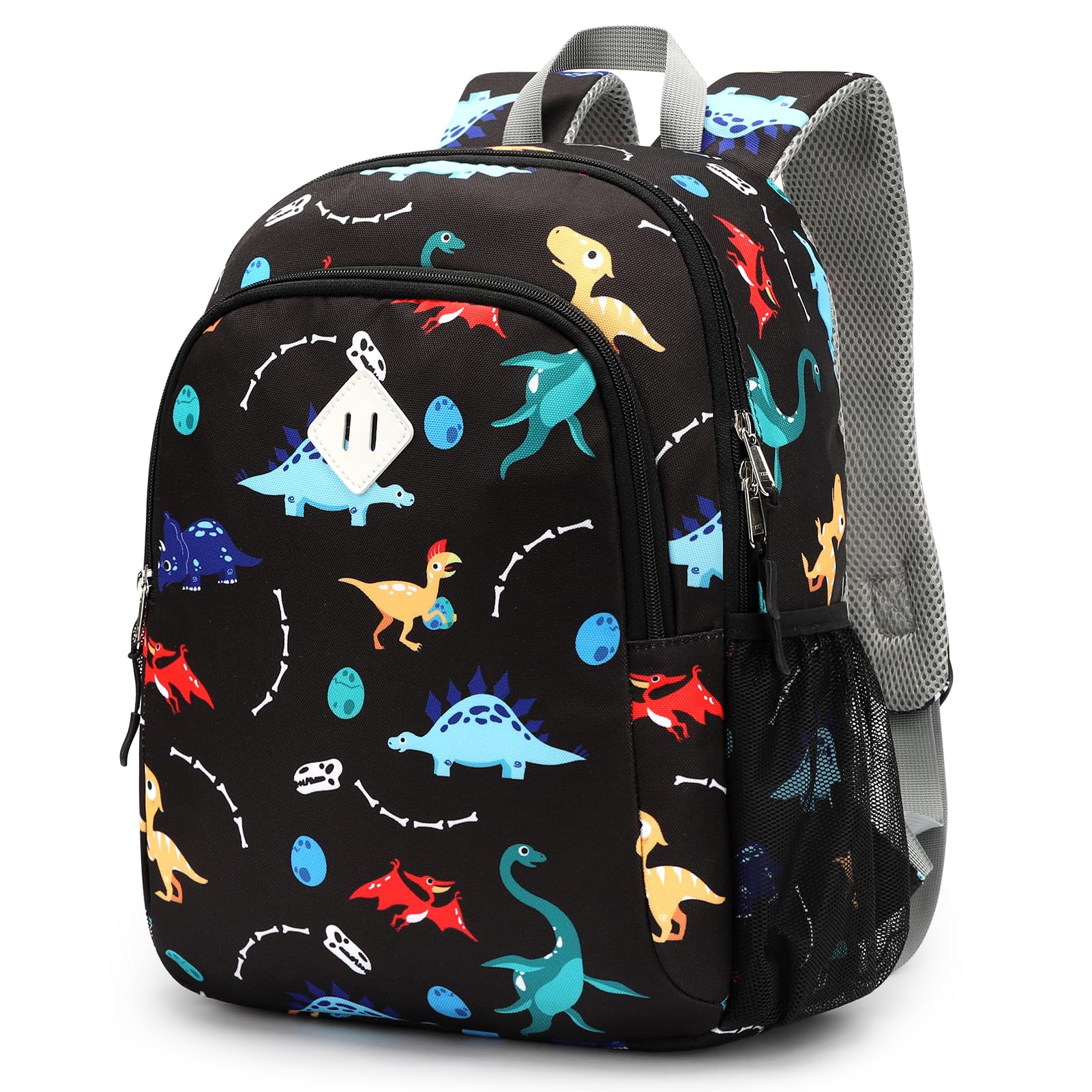 Dinosaur Toddler Backpack for Boys Age 2-8 - Lightweight Preschool & Kindergarten Backpack - Cute Small Kids Bookbag for Daycare, Travel & School - Black Dino Design for Boys & Girls