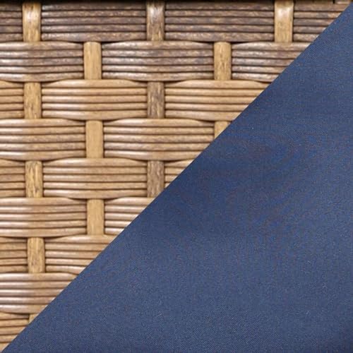 Brown Wicker/Navy Cushions