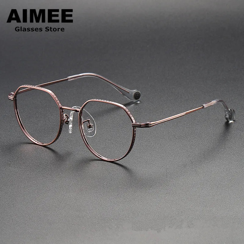 Aimee Unisex Youth's Full Rim Flat Top Round Titanium Eyeglasses 80952 - Lightweight Durable Frames for School, Reading & Everyday Wear