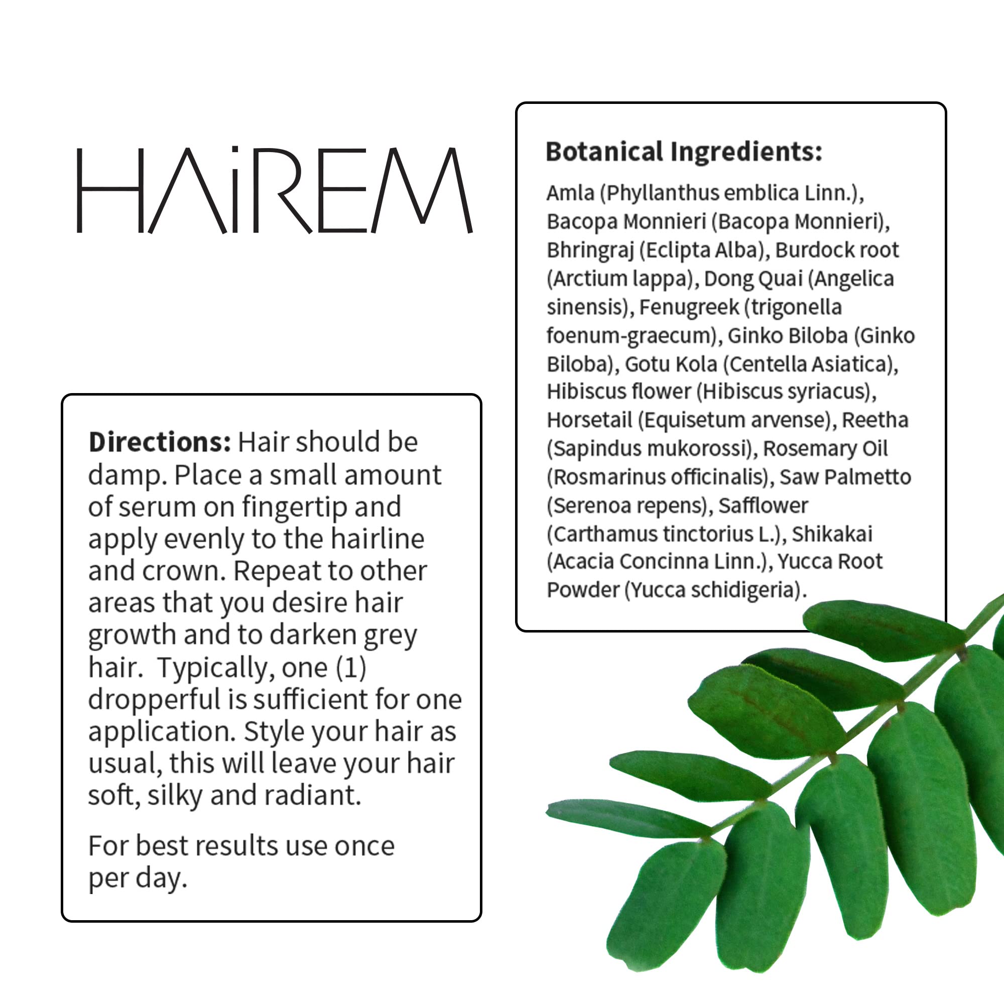 HAiREM™ Botanical Hair Growth Serum - Natural Treatment for Thicker, Fuller Hair & Grey Hair Darkening - 2oz (3 Pack) for Men & Women | Perfect for Daily Hair Care & Styling Routine
