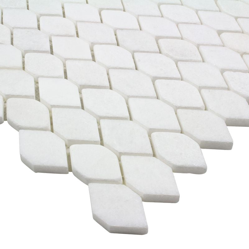 Premium White Stone Mosaic Tile - Natural Stone Wall & Floor Tiles for Bathroom, Kitchen Backsplash, and Shower Decor