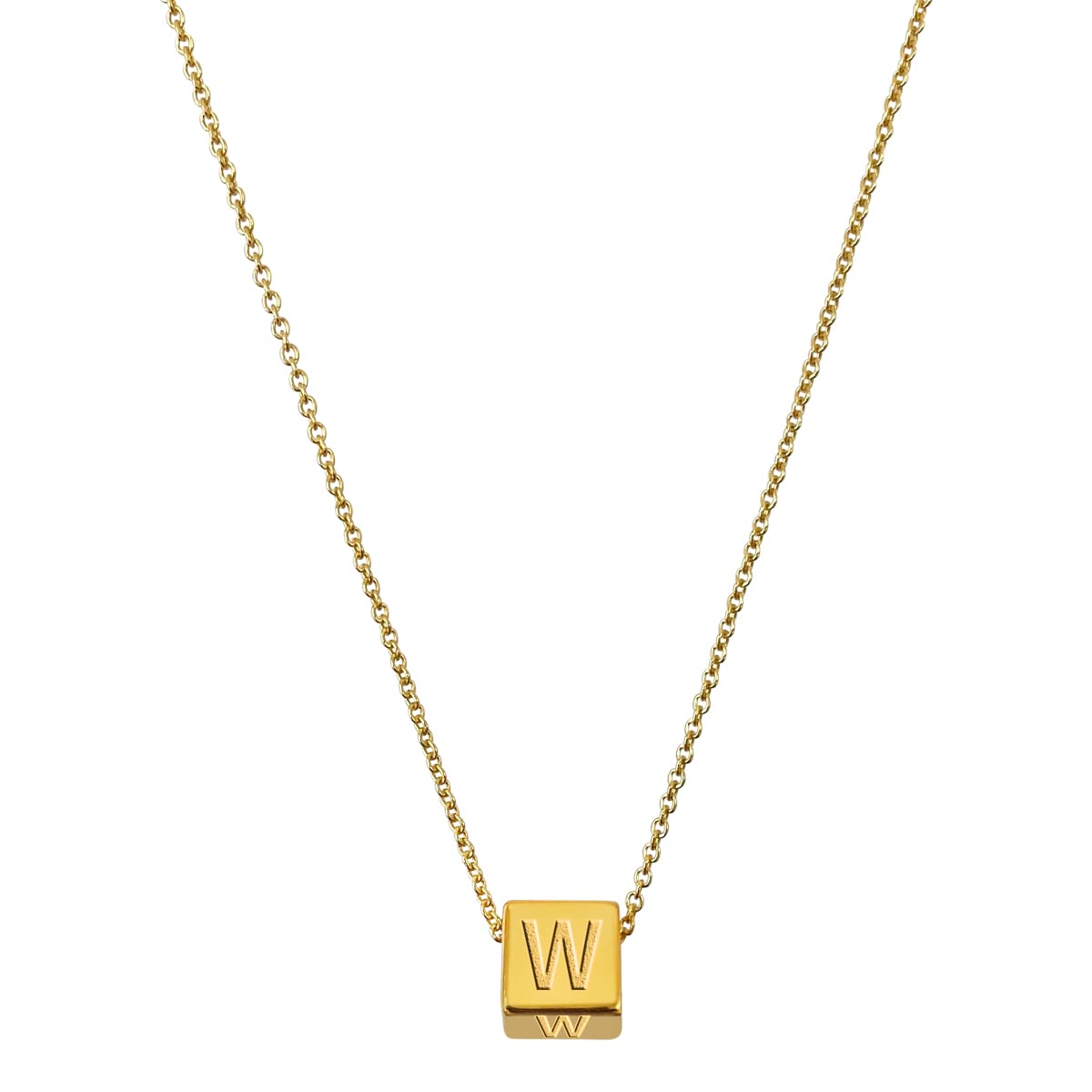 Cube Initial Necklace for Women - 18” Cable Chain Personalized Jewelry | Handmade in USA | Unique Gift for Her | Perfect for Birthdays, Anniversaries & Everyday Wear
