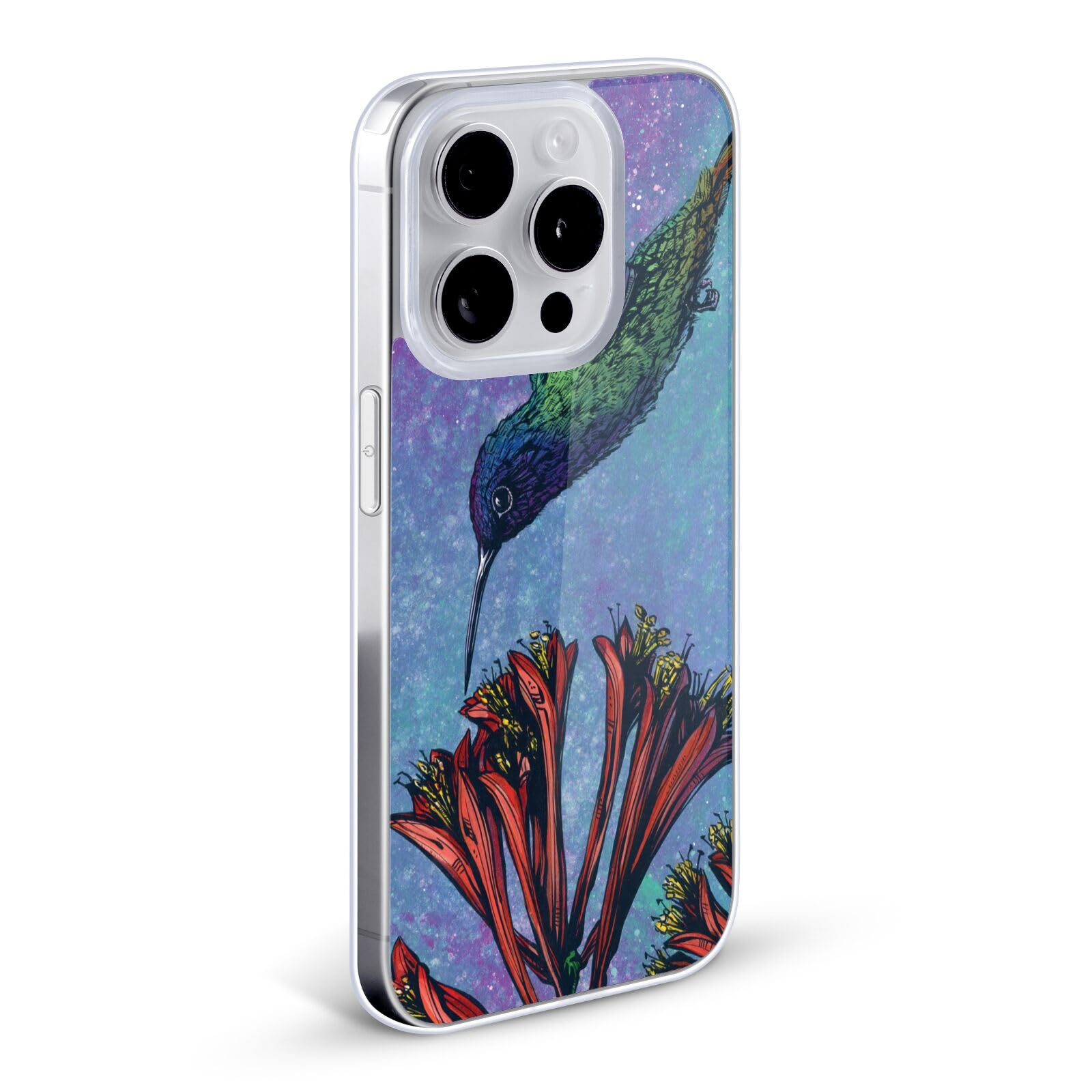 David Lozeau The Hummingbird Colorful Grunge Soft Gel Case for iPhone 11 Pro Max - Officially Licensed Artistic Phone Cover | Durable Protection for Everyday Use, Travel & Outdoor Activities