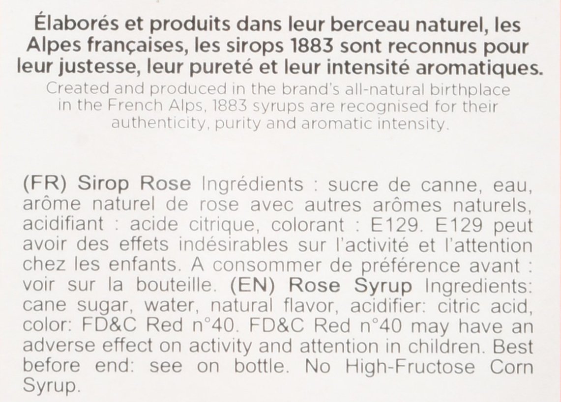 Maison Routin 1883 Rose Syrup - 1000ml Premium Glass Bottle for Cocktails, Desserts & Baking | Floral Flavor Enhancer for Drinks, Pastries & Gourmet Recipes