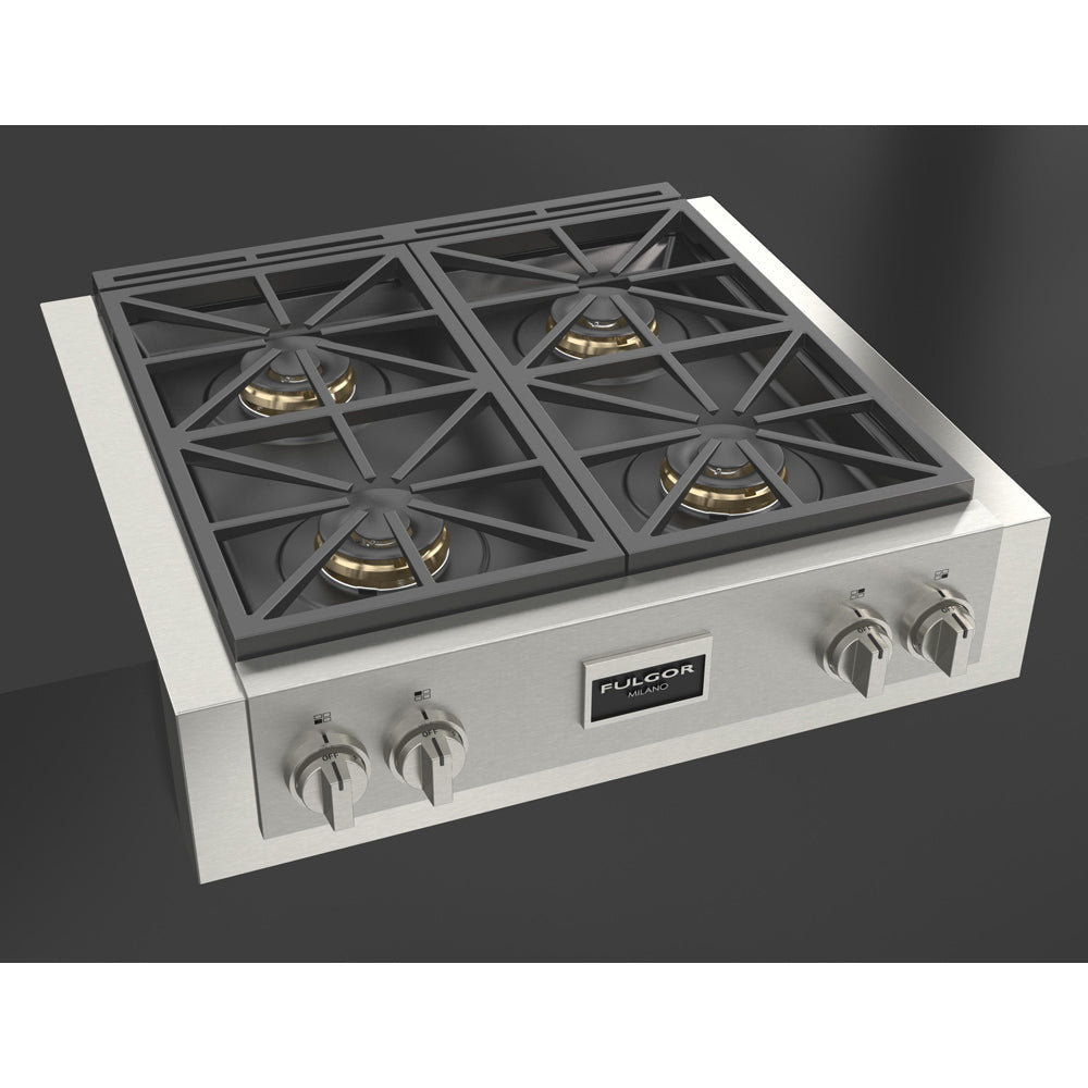 Fulgor Milano 30-Inch 600 Professional Series All Gas Rangetop - Stainless Steel (F6GRT304S1) | Premium Gas Cooktop for Home Chefs & Professional Kitchens