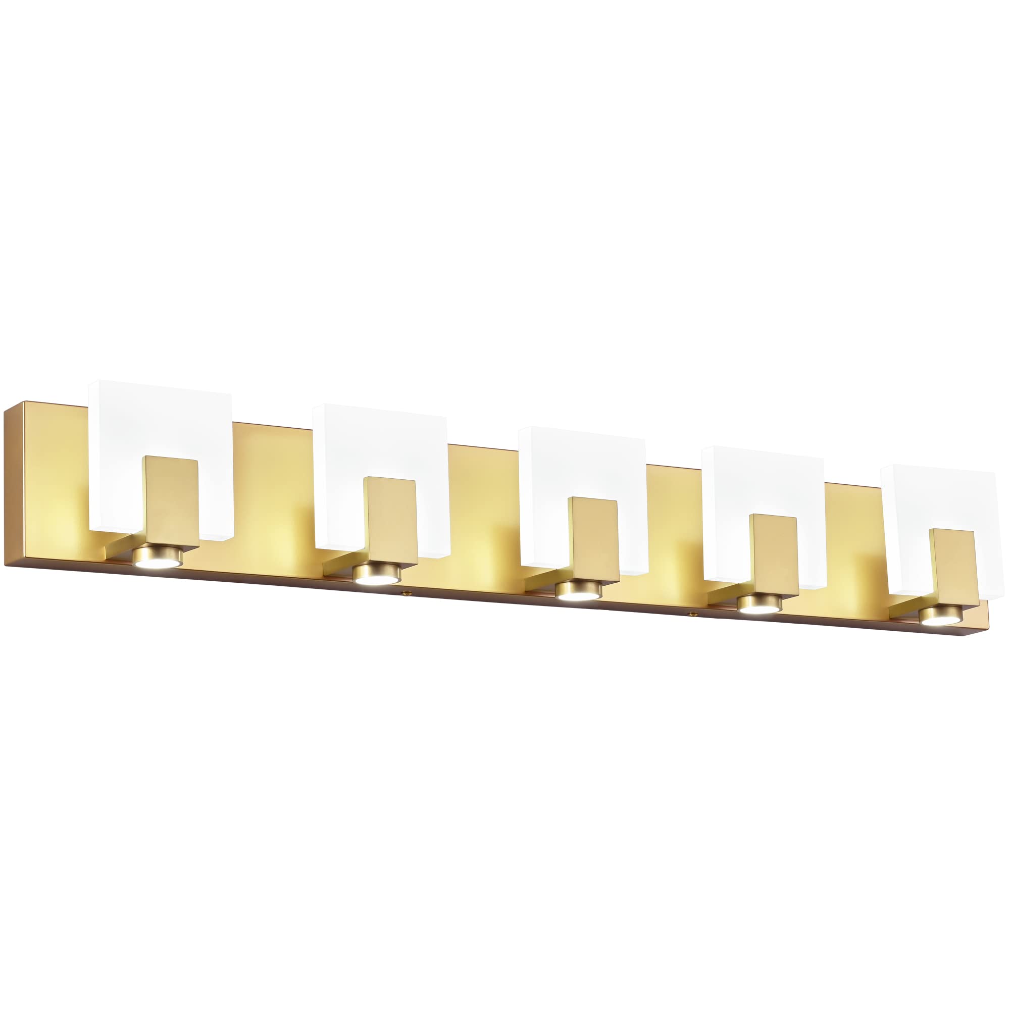 Dimmable Modern Bathroom Vanity Light Fixtures - 5-LED Light Bar with Golden Finish for Mirror Lighting | Perfect for Bathroom Makeovers, Spa-Like Ambience & Contemporary Home Decor