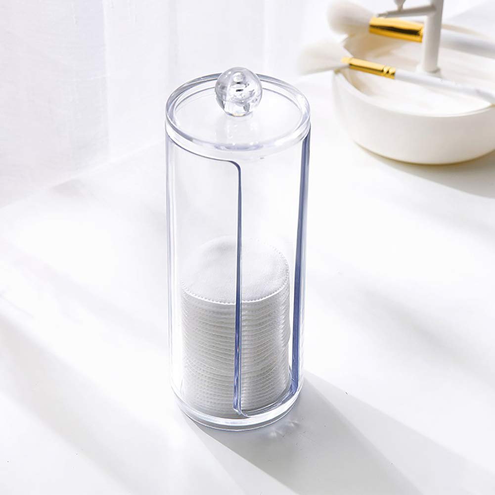 Weimoli Makeup Pads Organizer - Cotton Pad Dispenser & Swab Holder - Round Cosmetic Storage Container for Vanity, Bathroom & Travel - Perfect for Home Makeup Organization