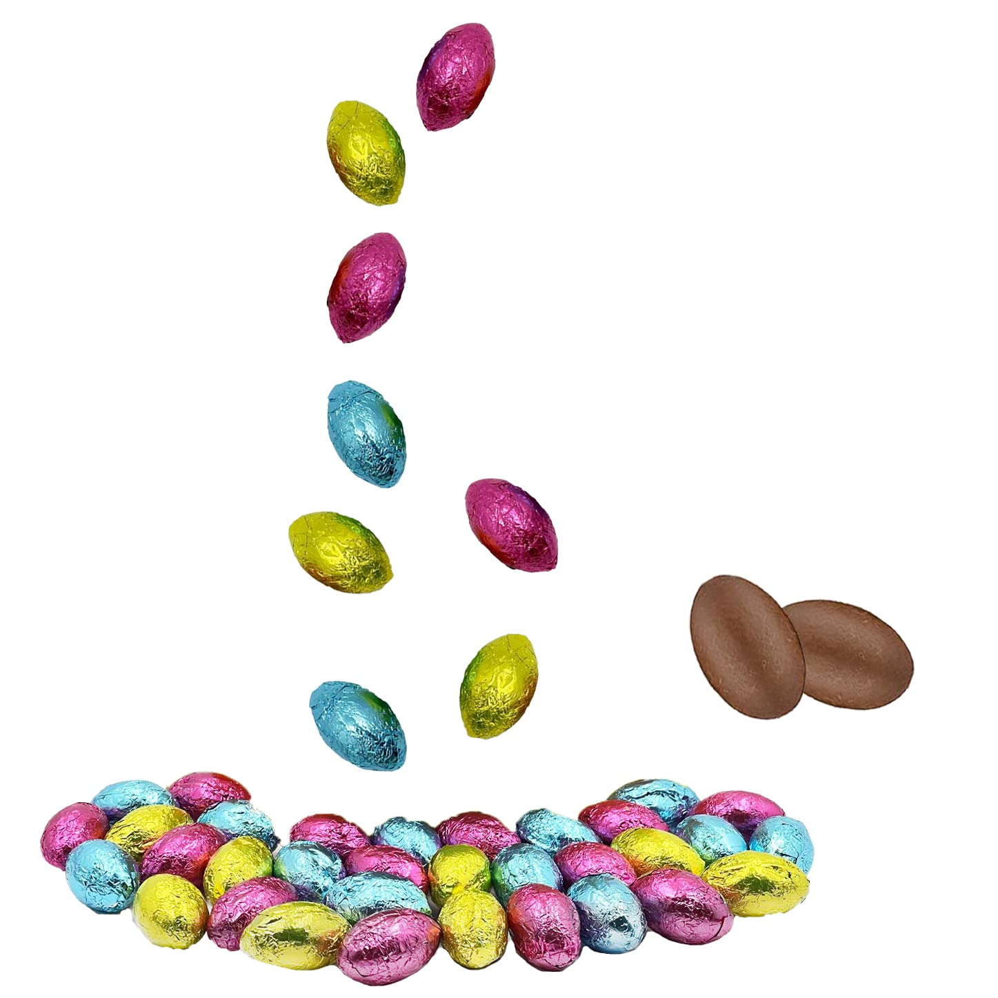 Easter Chocolate Eggs - Multicolored Foil Wrapped Milk Chocolate Treats - Kosher Certified, Half-Pound (Approx. 45 Pieces) - Perfect for Easter Baskets, Party Favors & Holiday Gifting