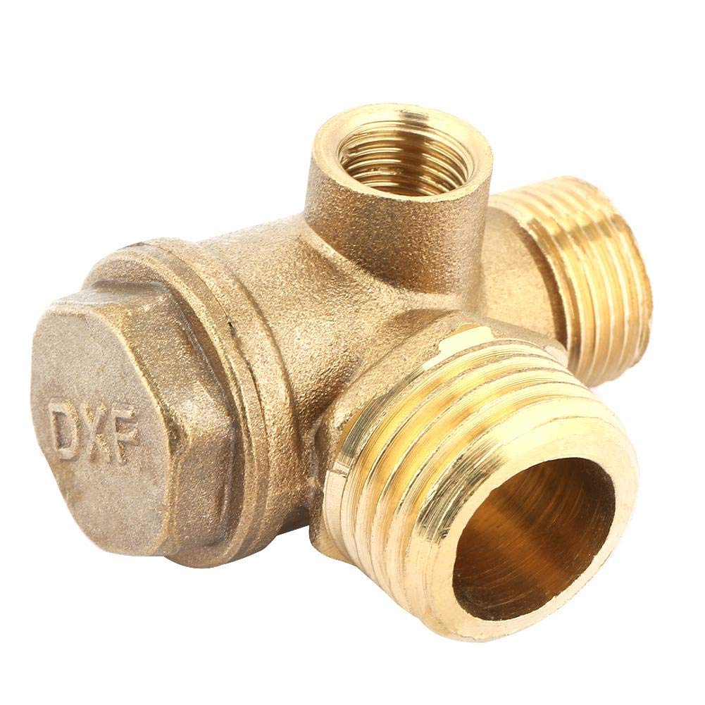 3-Port Brass Air Compressor Check Valve with Male Thread - Heavy Duty Pneumatic Tube Connector for Air Tools, HVAC Systems & Industrial Applications