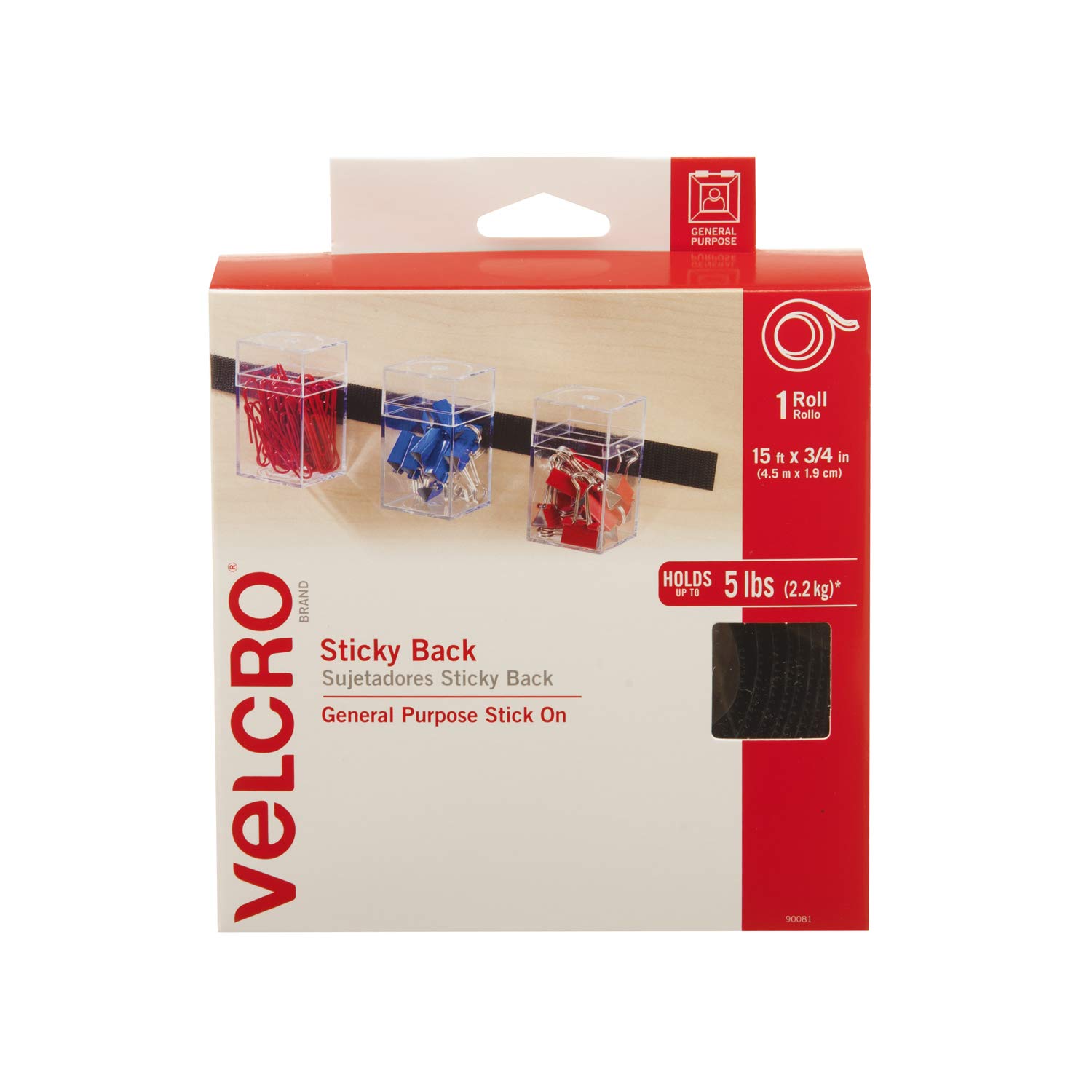 VELCRO Brand Heavy Duty Hook and Loop Tape - 15 Feet Black Adhesive Strips for DIY, Crafts, Home Repair & Organizing | Strong Fastener for Clothing, Shoes, Carpets & More