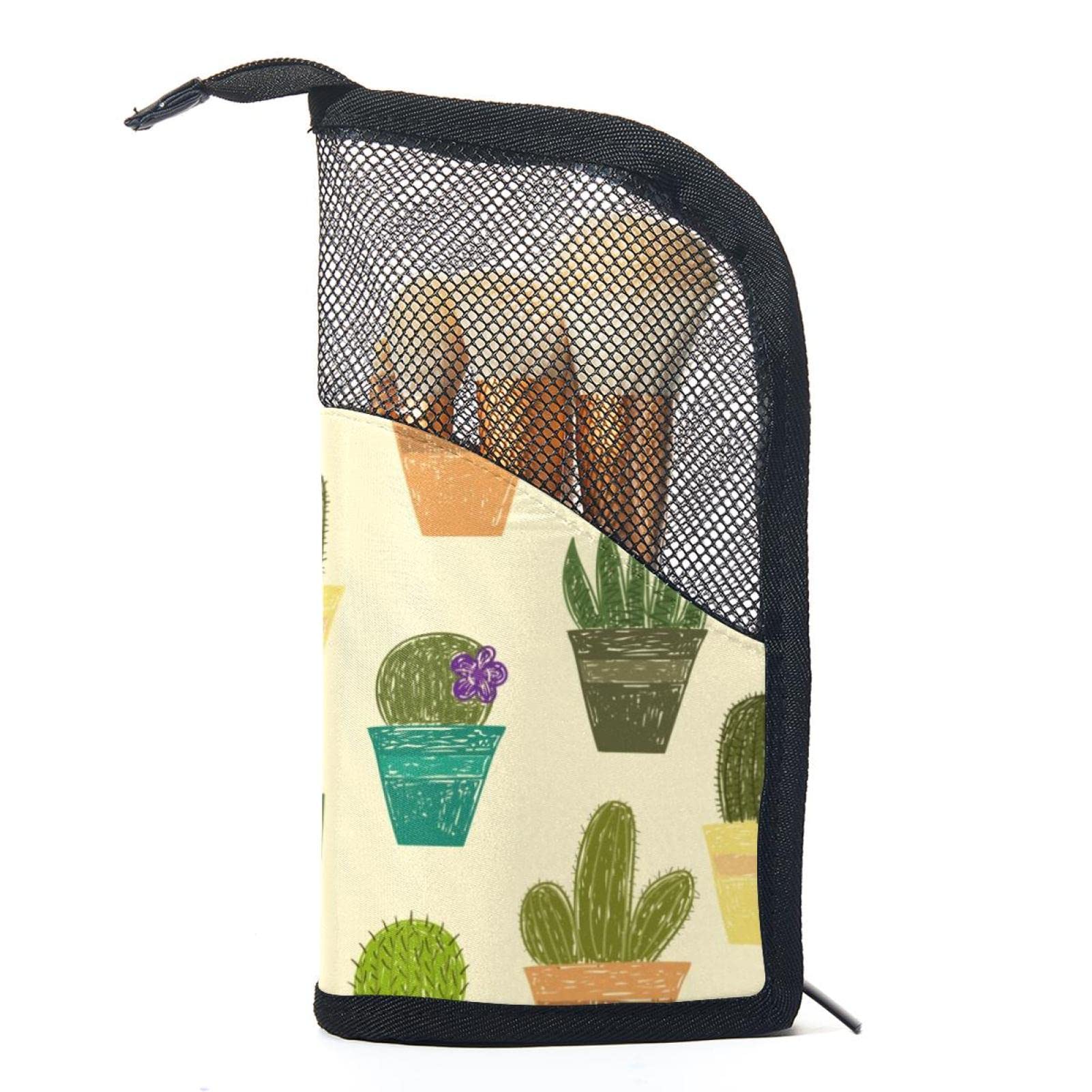 12-Piece Makeup Brush Organizer Bag with Succulents Design - Portable Travel Cosmetic Brush Holder Case for Makeup Artists & Beauty Enthusiasts - Perfect for Home, Travel & Professional Use