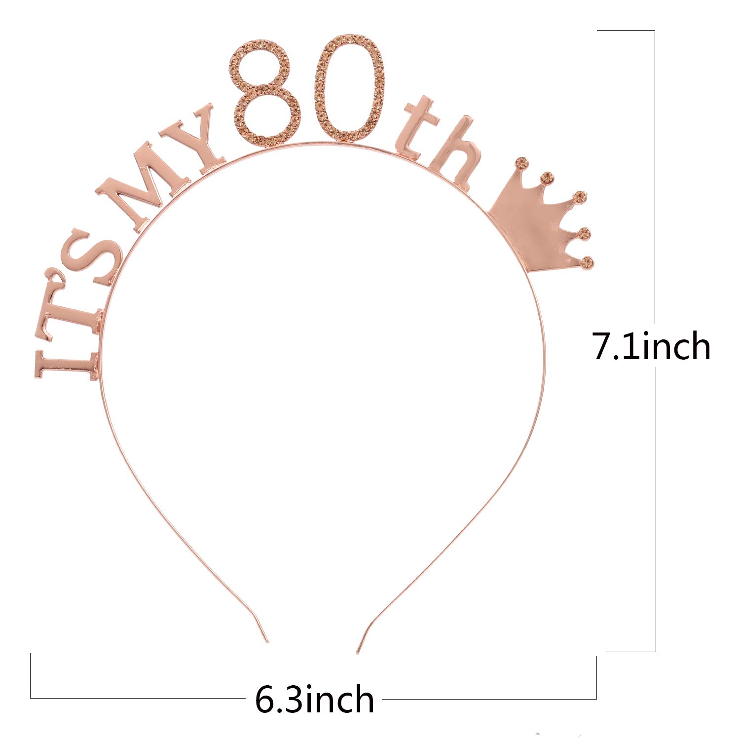 80th Birthday Tiara and Sash Set for Women - Sparkling Crystal Headpiece & Birthday Crown Party Accessories - Rose Gold Birthday Gift for Grandma, Mother, Wife - Perfect for Milestone Celebrations, Birthday Parties & Special Occasions