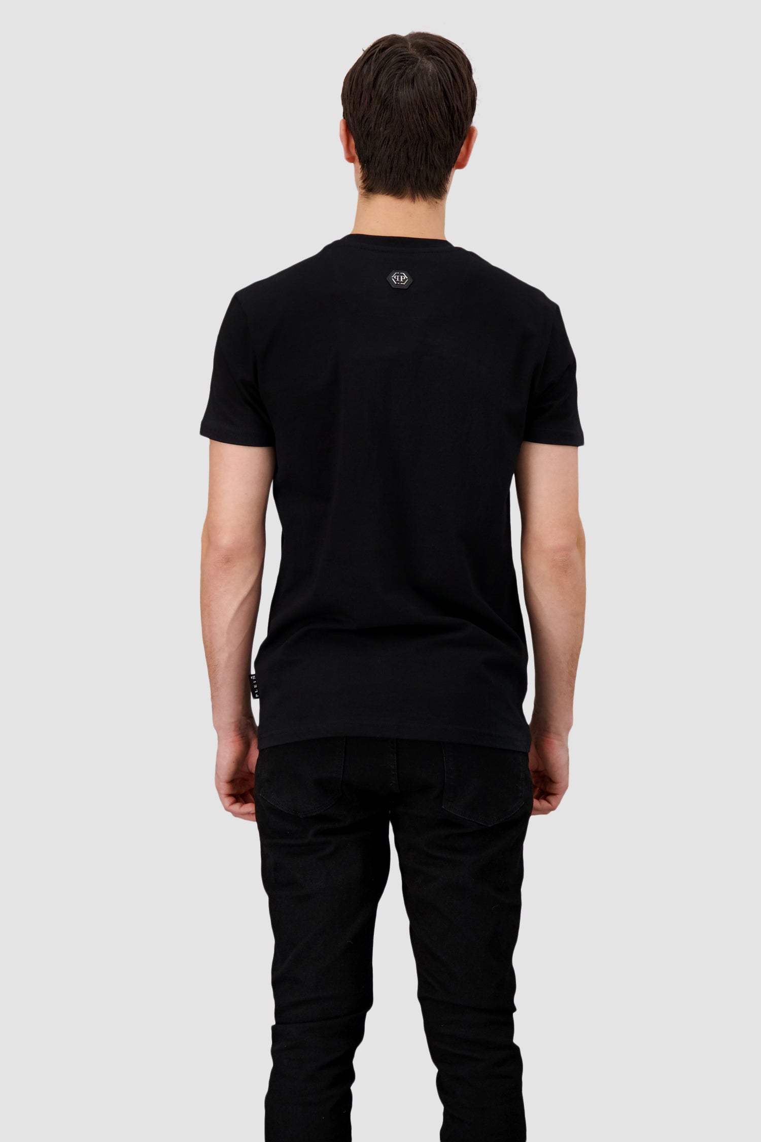 Philipp Plein Black and Red Round Neck Short Sleeve Skull Strass T-Shirt for Men - Stylish Graphic Tee for Casual Wear, Night Out & Street Fashion