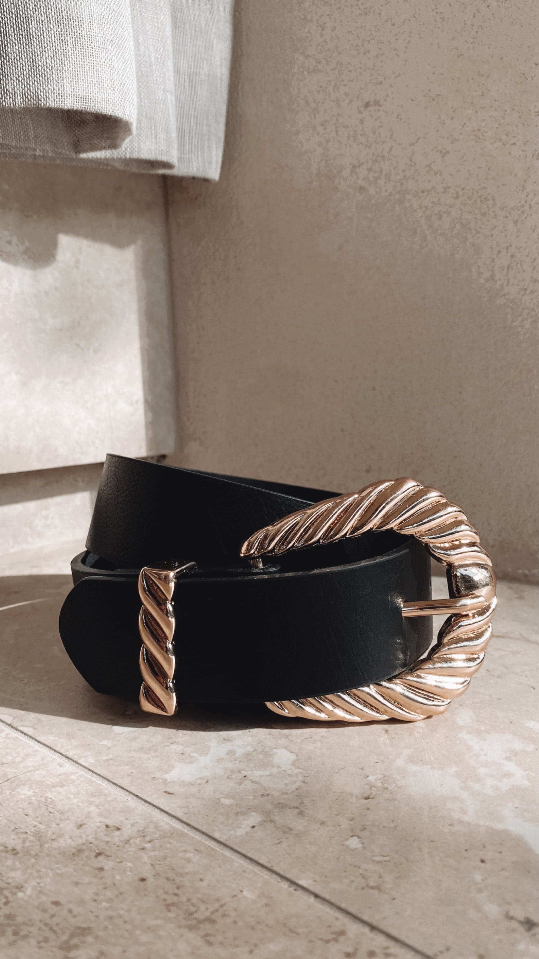 Amelie Twist Buckle Belt for Women - Stylish Black & Gold Waist Belt | Perfect for Jeans, Dresses & Fashion Accessories