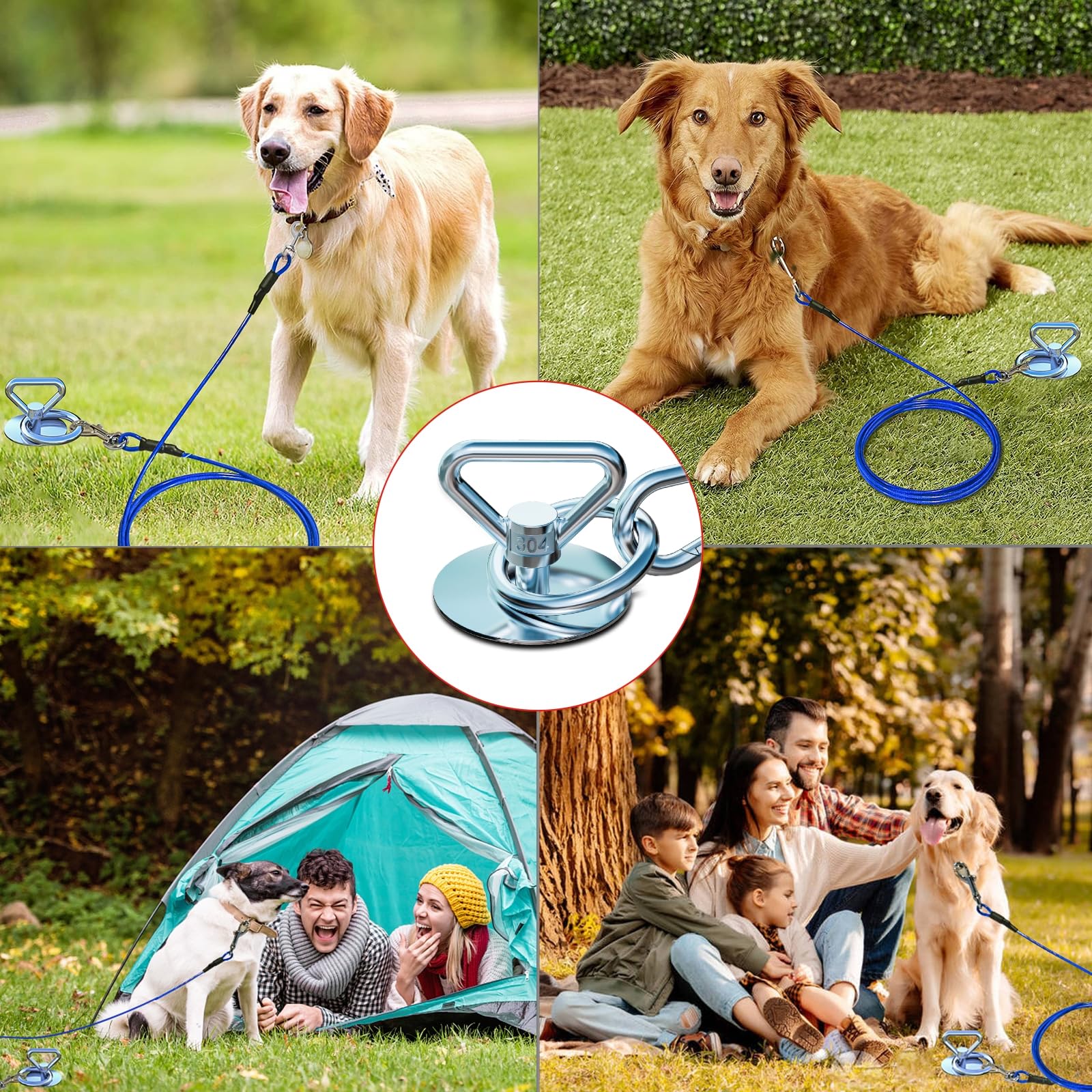 Heavy Duty Dog Stake for Large Dogs Up to 200 lbs - 360° Swivel Dog Tie Out Anchor for Yard, Beach & Camping | Durable Outdoor Dog Tether for Secure Playtime, Travel & Backyard Activities