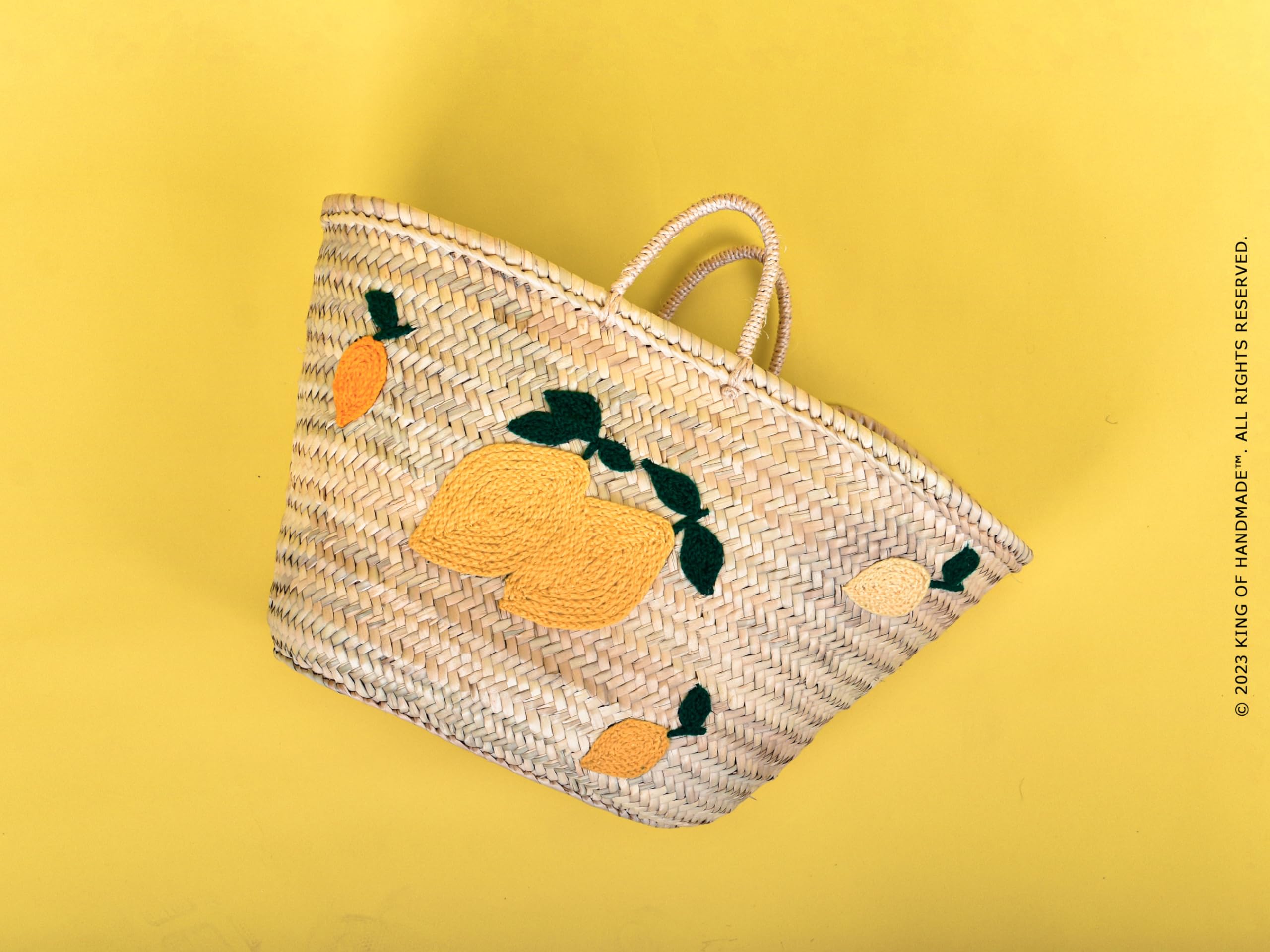 Italian-Inspired Lemon Print Woven Straw Beach Tote Bag for Women - Large Summer Vacation Beach Bag with Vibrant Colors - Perfect for Beach Trips, Poolside Lounging, and Outdoor Picnics