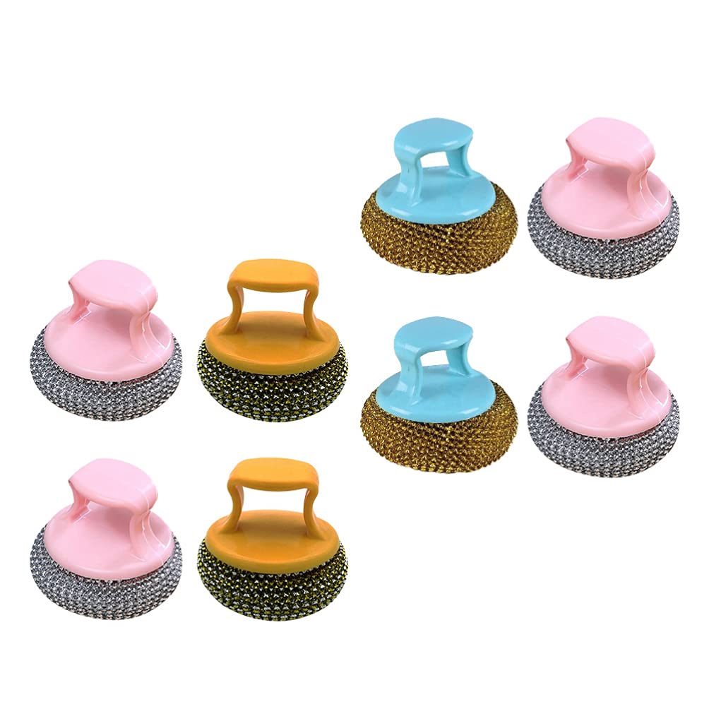 Hemoton 8-Piece Cleaning Brush Set - Stainless Steel Scrubber Balls, Dish Brush & Kitchen Scrubber for Pots, Pans & Utensils - Perfect for Deep Cleaning, Dishwashing & Tough Stains Removal