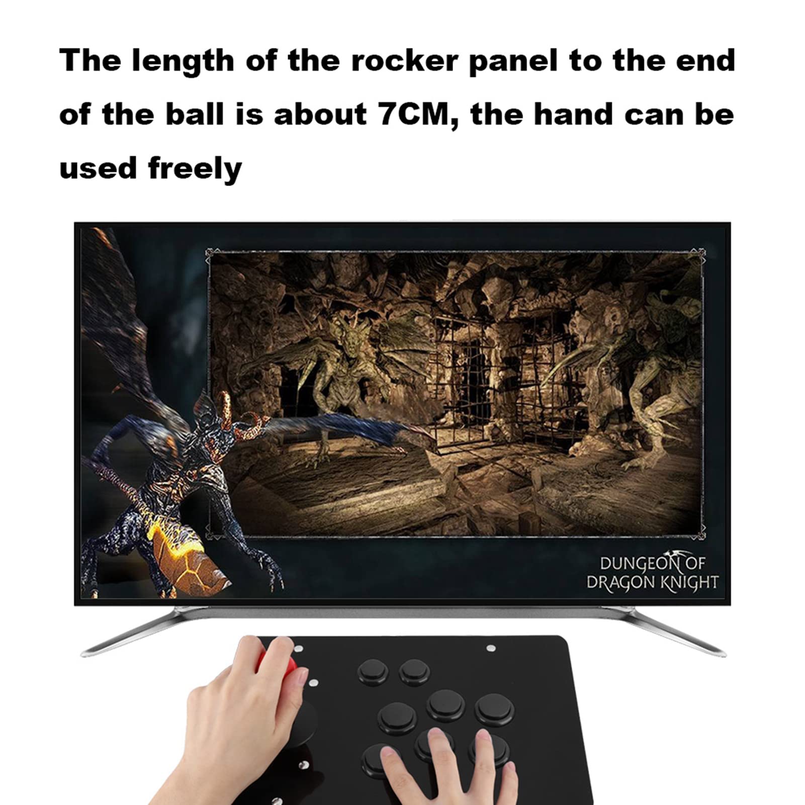 BONKZEBU 8-Key USB Game Joystick Controller - Portable Rocker Gamepad with Anti-Slip Grip for PC/PS4/Xbox Gaming - Durable & Stable for Fighting Games, Racing, and Arcade Style Play