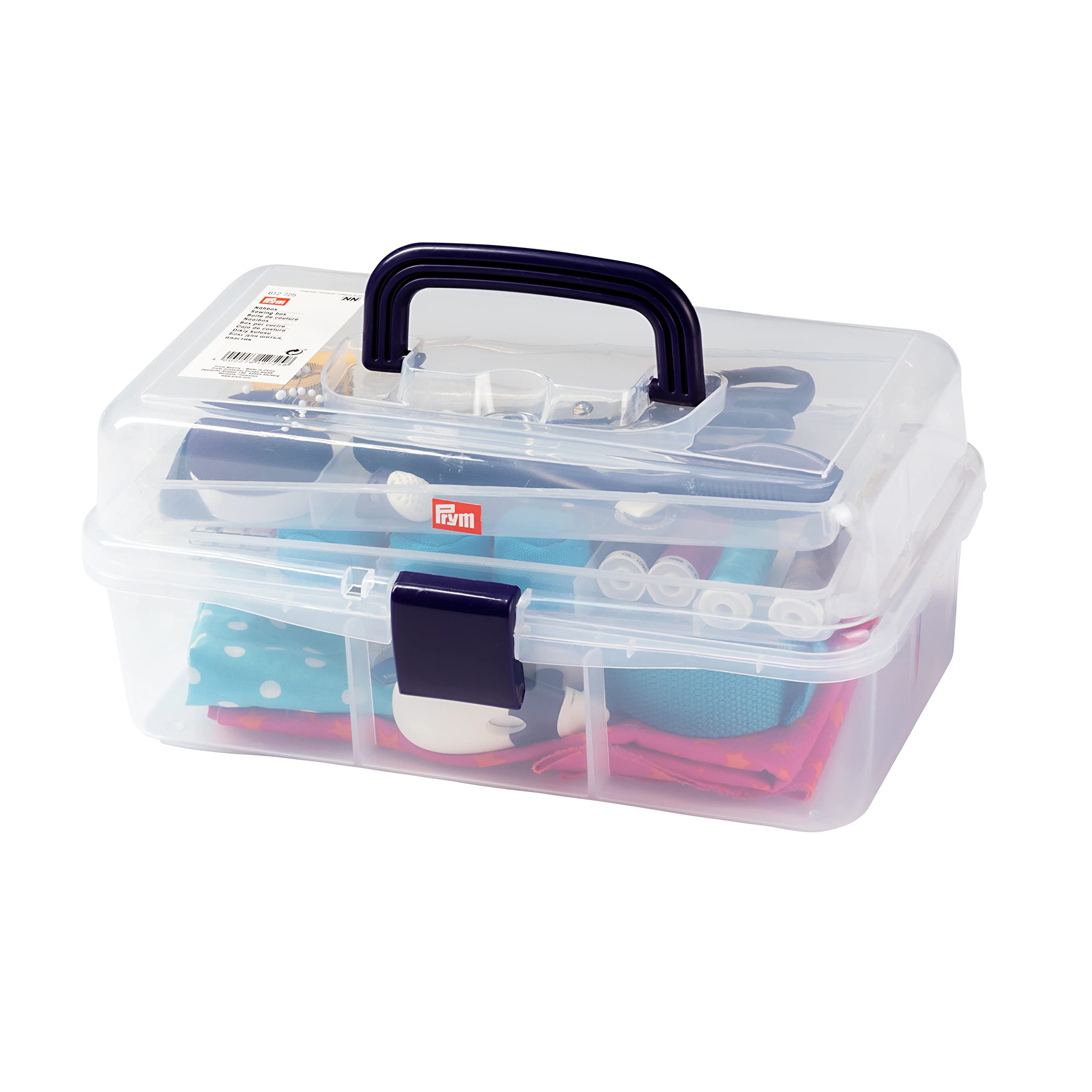 Prym Clear Storage Box for Sewing Supplies - Transparent Organizer for Threads, Needles & Notions - Perfect for Craft Rooms & DIY Projects
