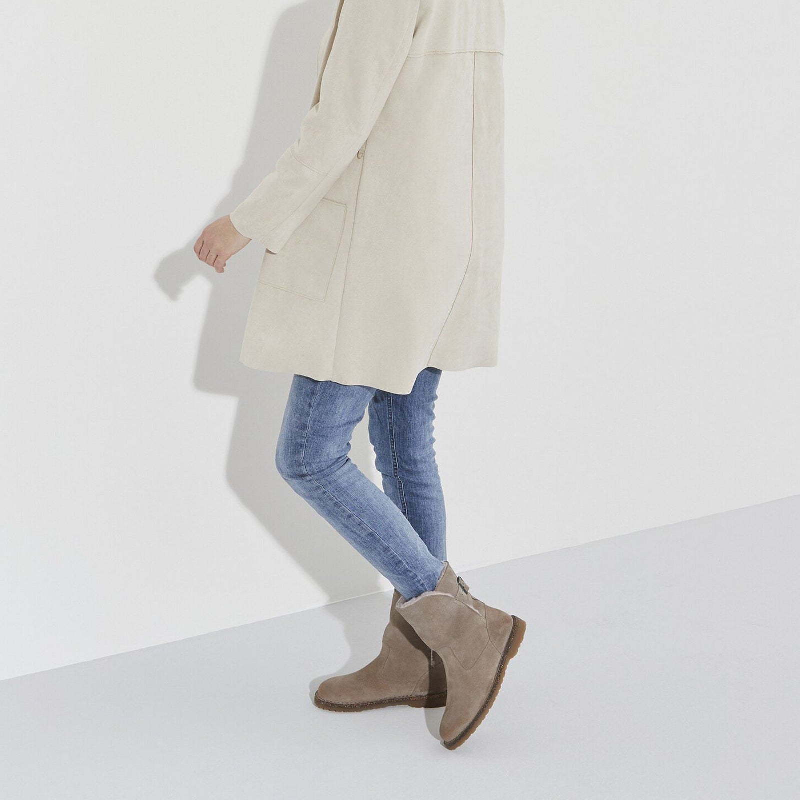 Birkenstock Uppsala Boots for Women - Gray Taupe Suede with Soft Pink Shearling Lining | Waterproof Winter Boots for Cold Weather & Outdoor Activities