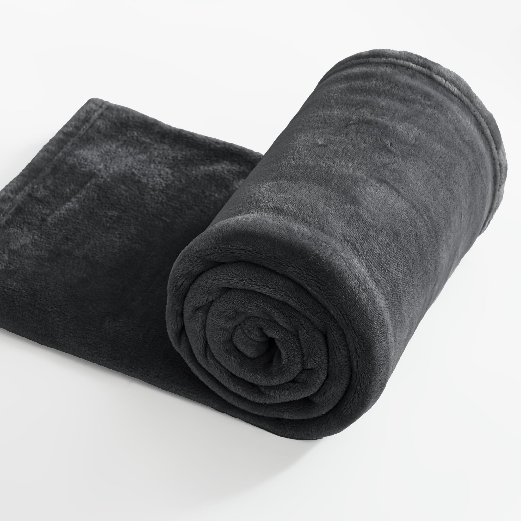 RYB HOME Soft Flannel Blanket - Twin Size Grey Lightweight Thermal Fuzzy Bed Blanket for Couch, Bed, Sofa - Perfect for Travel, Camping & Home Use (60