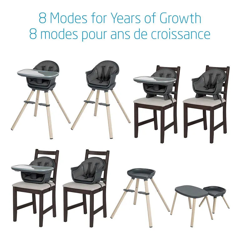 Moa High Chair for Babies & Toddlers - Beyond Graphite | Adjustable, Safe & Comfortable Baby Feeding Chair for Dining, Kitchen & Travel