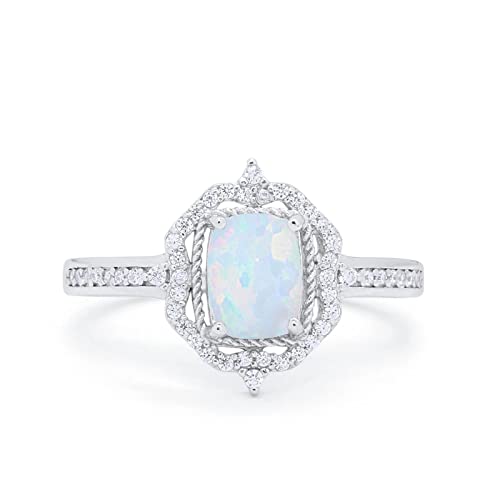 14K White Gold Lab Created White Opal
