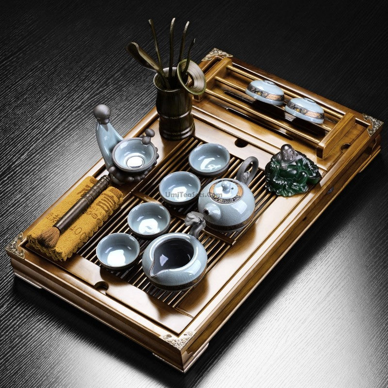 Premium Chinese Kung Fu Tea Set - Handcrafted Ceramic Ice Crack Glaze for Authentic Tea Ceremony | Perfect for Home, Office & Gifting